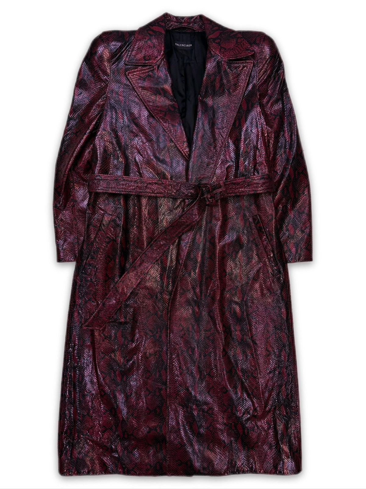 Balenciaga AW23 Balenciaga Snake Effect Belted Shoulder Pad Trench Coat Size US M / EU 48-50 / 2 - 1 Thumbnail