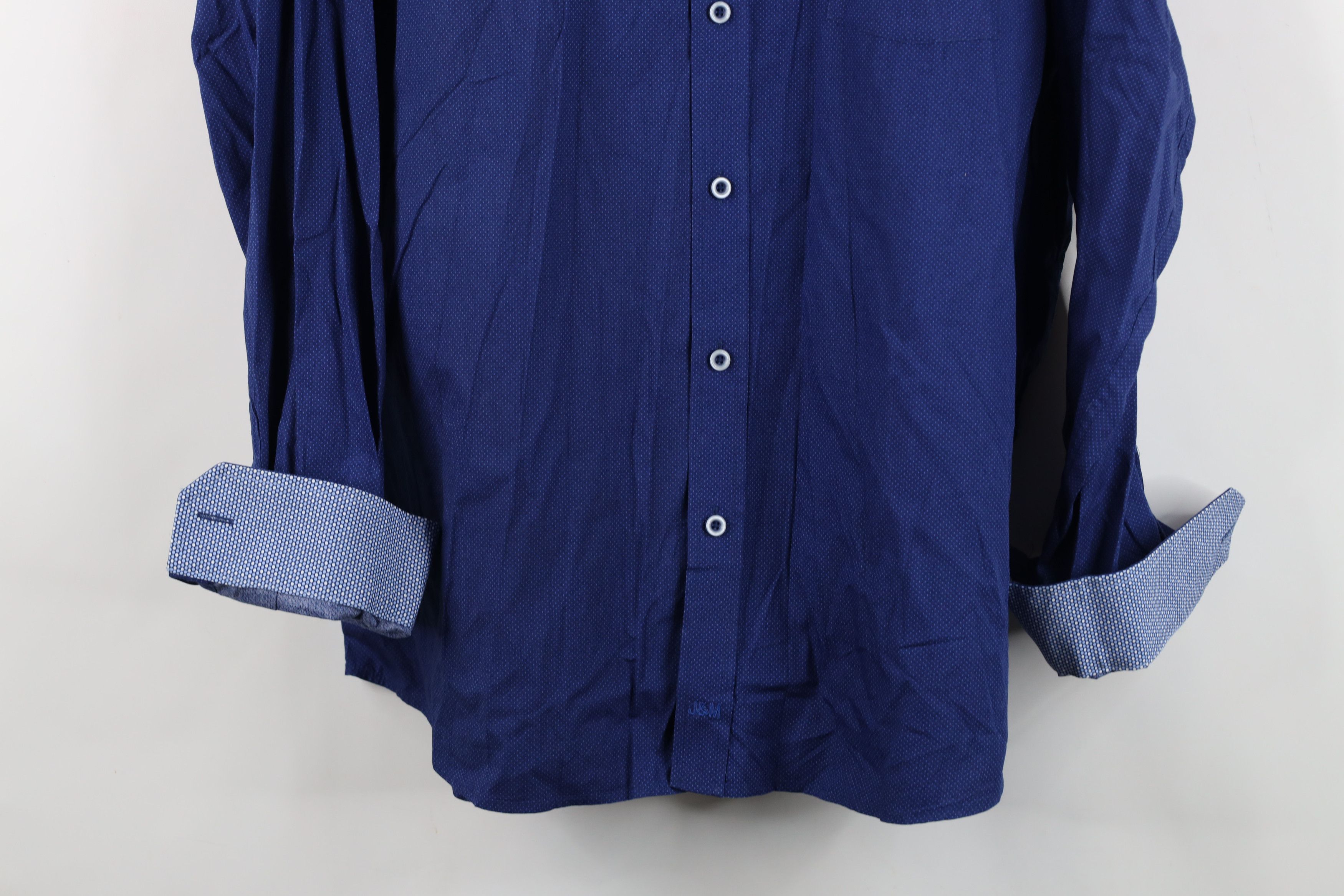Johnston & Murphy Johnston & Murphy Collared Button Shirt Blue Cotton Size US XL / EU 56 / 4 - 3 Thumbnail