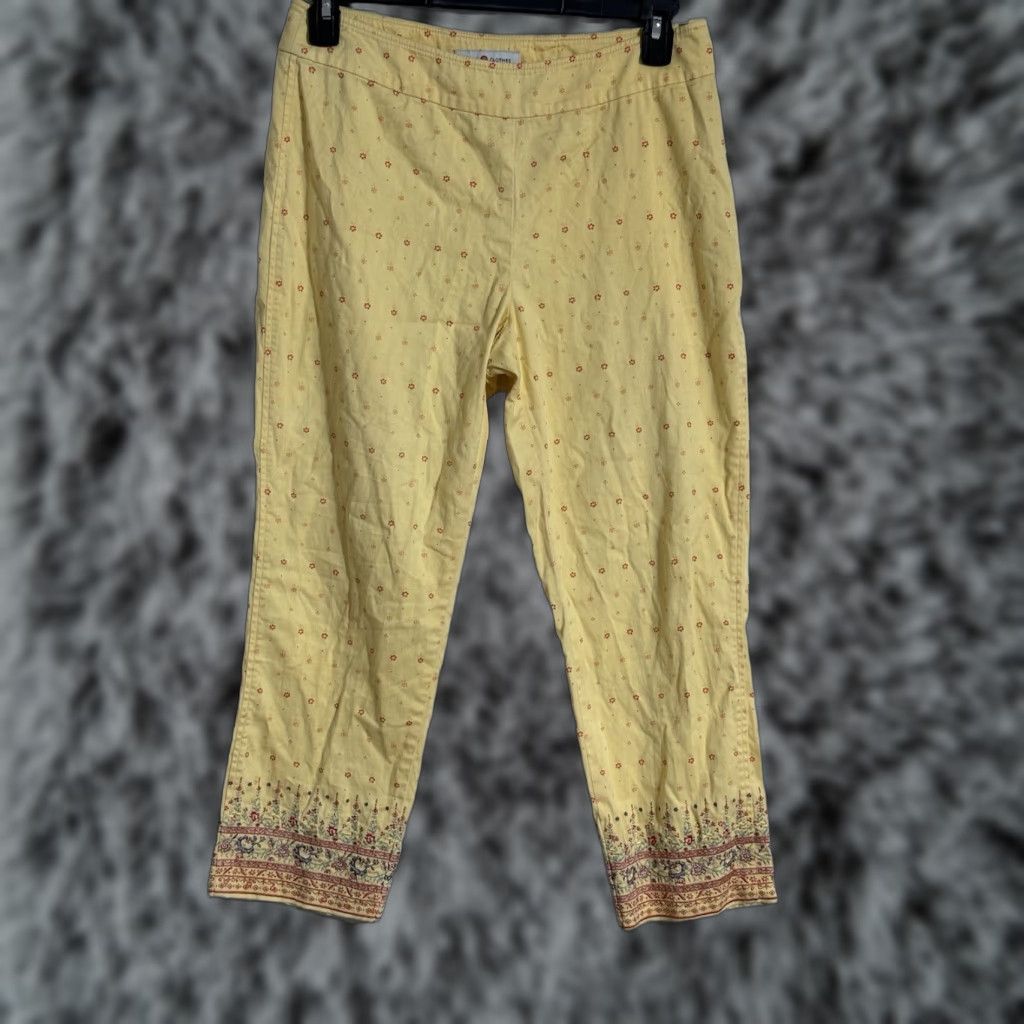 Etro VINTAGE Real Clothes Pants Womens 8 High Rise Embroidered Floral Yellow 70s Boho Hippie Festival Beach 80s Flower Cottagecore Womens Size 30" / US 8 / IT 44 - 1 Thumbnail