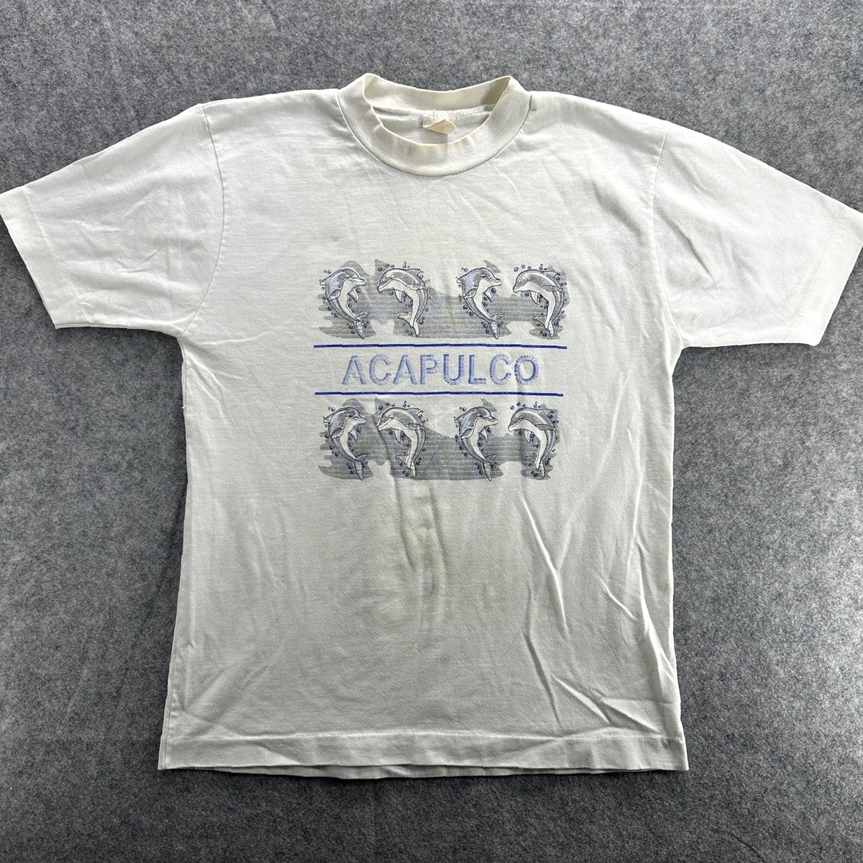 Vintage VINTAGE Original Beach Acapulco Shirt Mens Small White Dolphins Graphic 90s Beach Travel Marine Country Crew Neck Short Sleeve T-Shirt Mens Size US S / EU 44-46 / 1 - 2 Thumbnail