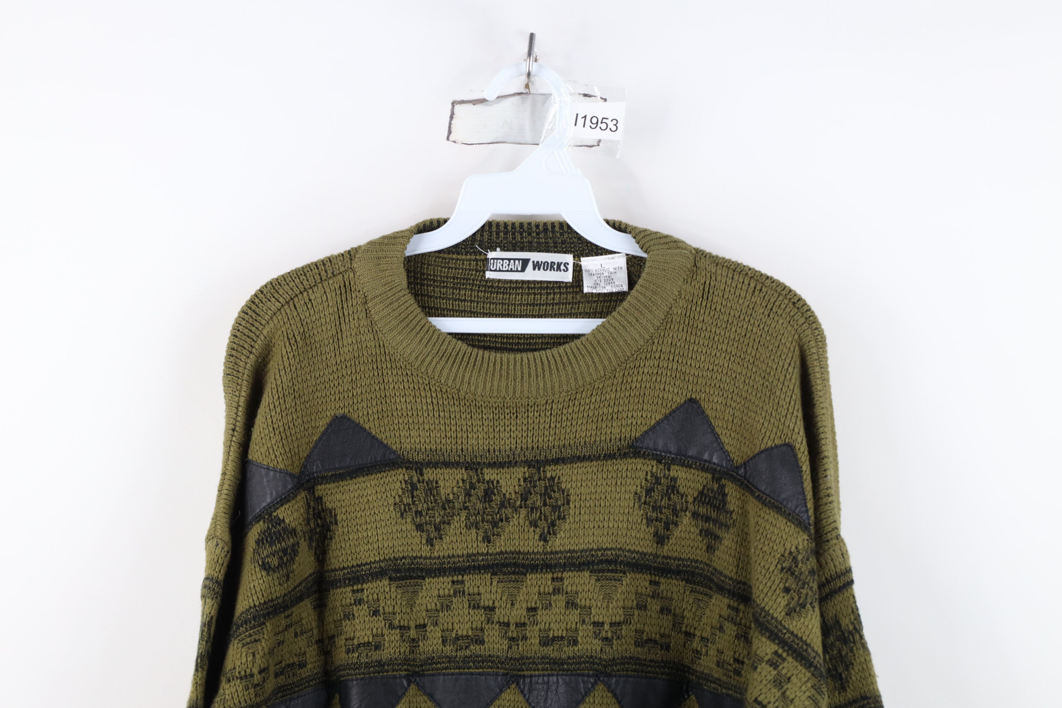 Vintage Vintage 90s Streetwear Trim Diamond Knit Crewneck Sweater Size US L / EU 52-54 / 3 - 2 Thumbnail