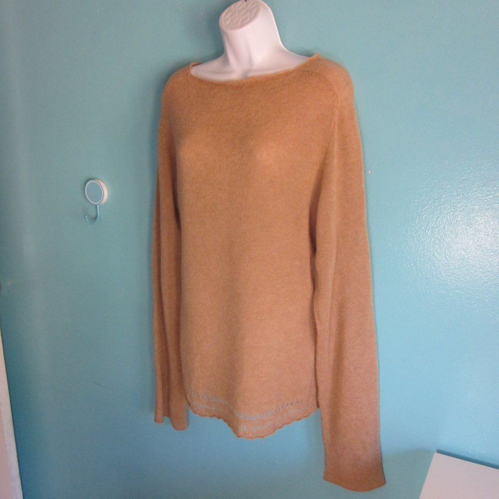Vintage Dolce Emozione Camel Hair & Wool Pullover Sweater Size 10 (1 Size L / US 10 / IT 46 - 3 Thumbnail