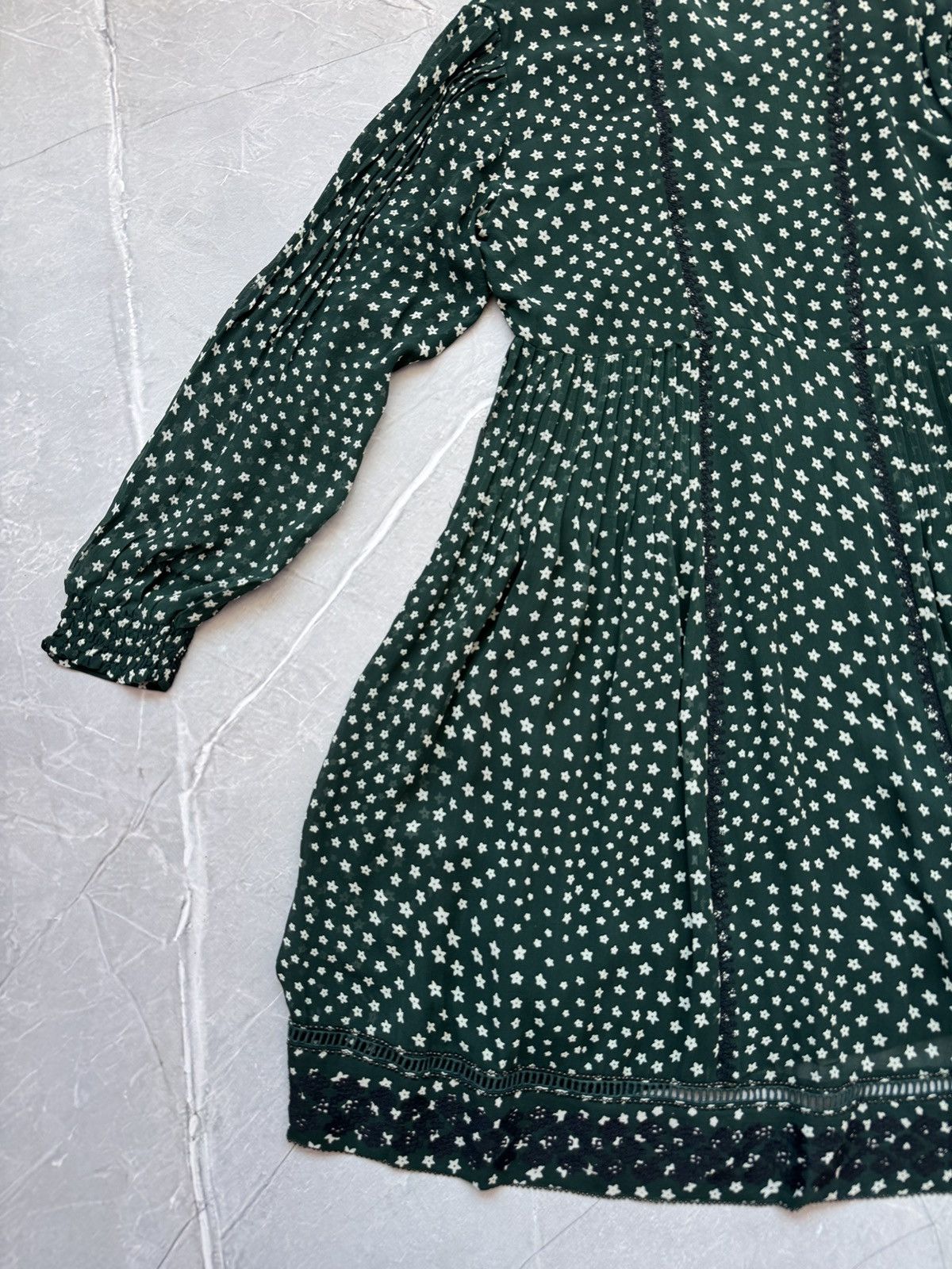 Other Brora Silk Star Print Embroidered Dress Dark Green Size L / US 10 / IT 46 - 22 Thumbnail