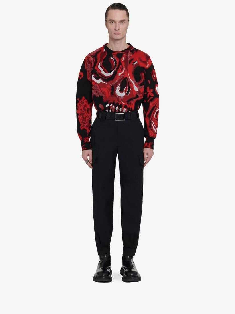 Alexander McQueen o1w1db10725 Wax Flower Skull Jumper in Black/Lust Red Size US M / EU 48-50 / 2 - 2 Thumbnail