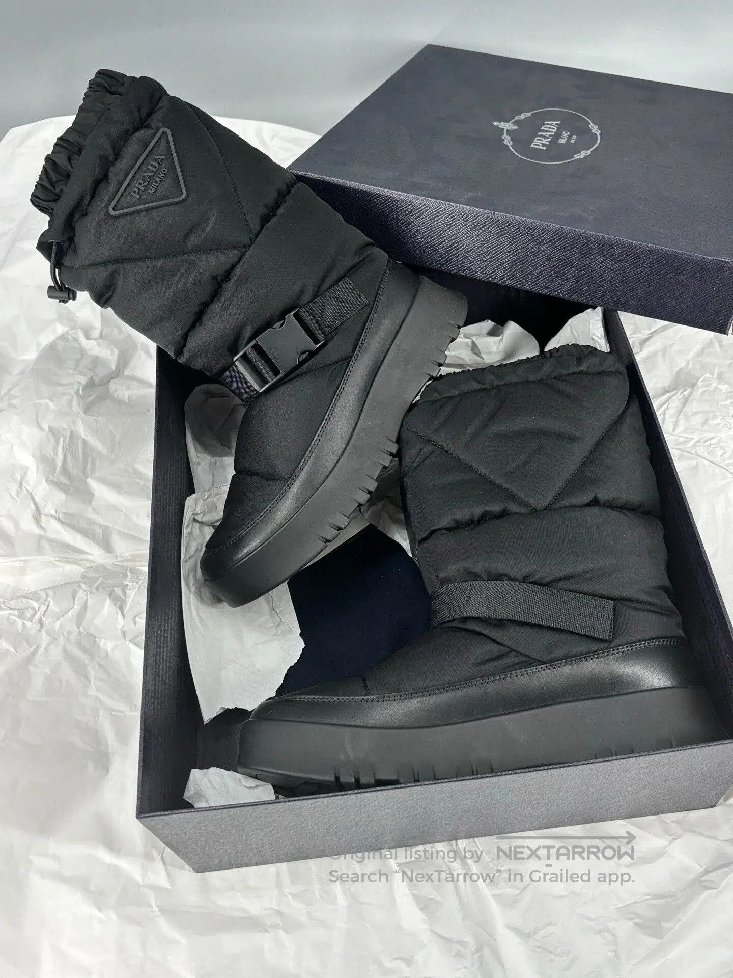 Prada prada men's winter snow boots, black nylon. Size US 5 / EU 37 - 1 Thumbnail