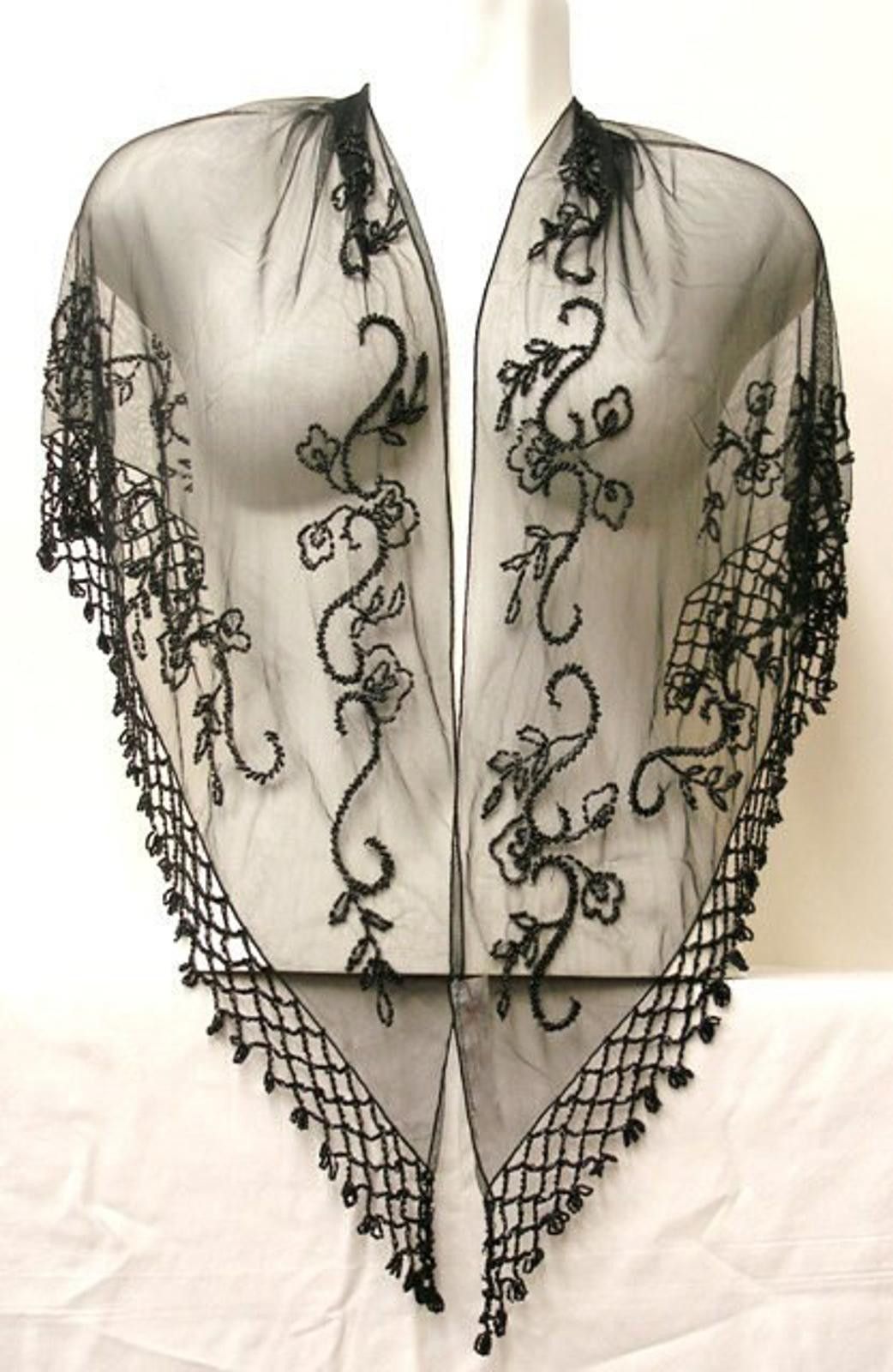 Designer Sequin Shawl/Wrap Black Flower Design Size ONE SIZE - 1 Preview