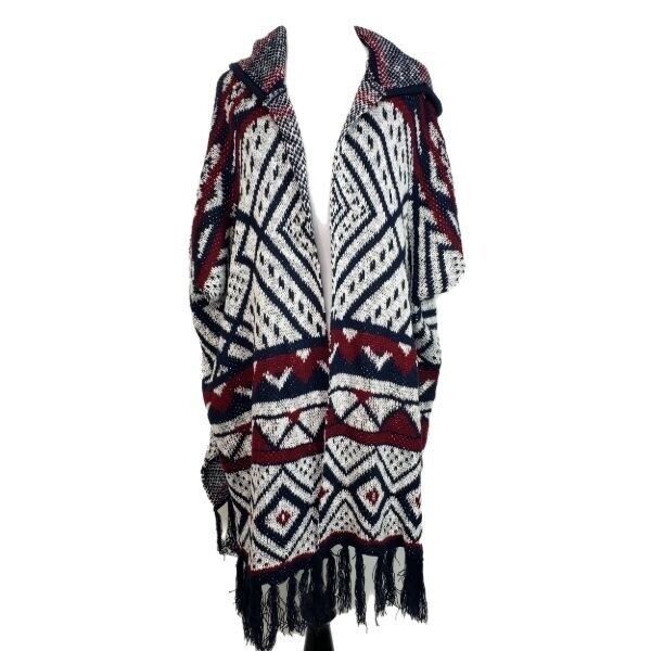 Anthropologie Elodie Oversize Open Cardigan Womens Small Fringe Hooded Size S / US 4 / IT 40 - 4 Thumbnail