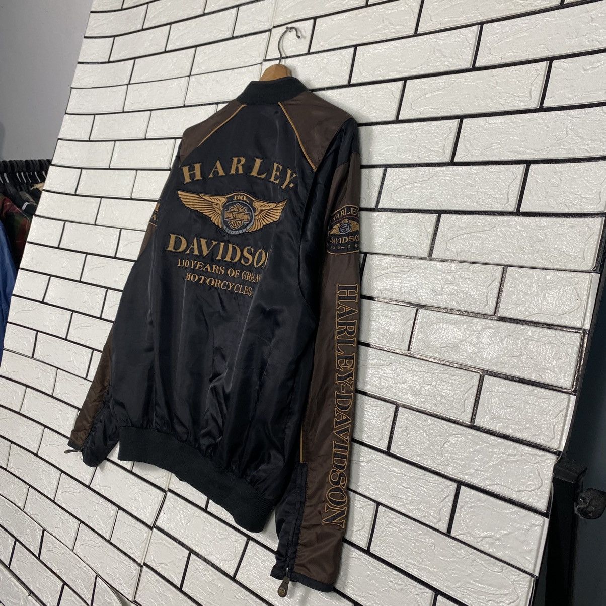 Harley Davidson 📌Vintage Biker Jacket Harley Davidson Spell Out Big Logo Size US S / EU 44-46 / 1 - 11 Thumbnail