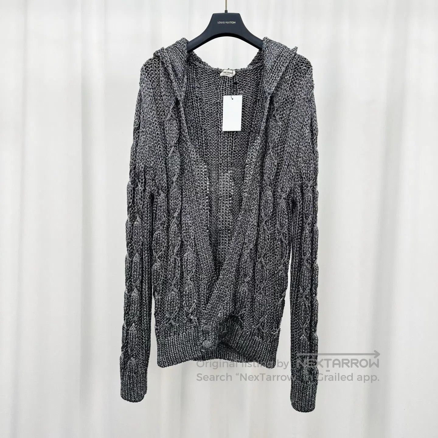 Saint Laurent Paris Saint Laurent Gray Cable-Knit Hooded Cardigan. Size S / US 4 / IT 40 - 1 Thumbnail