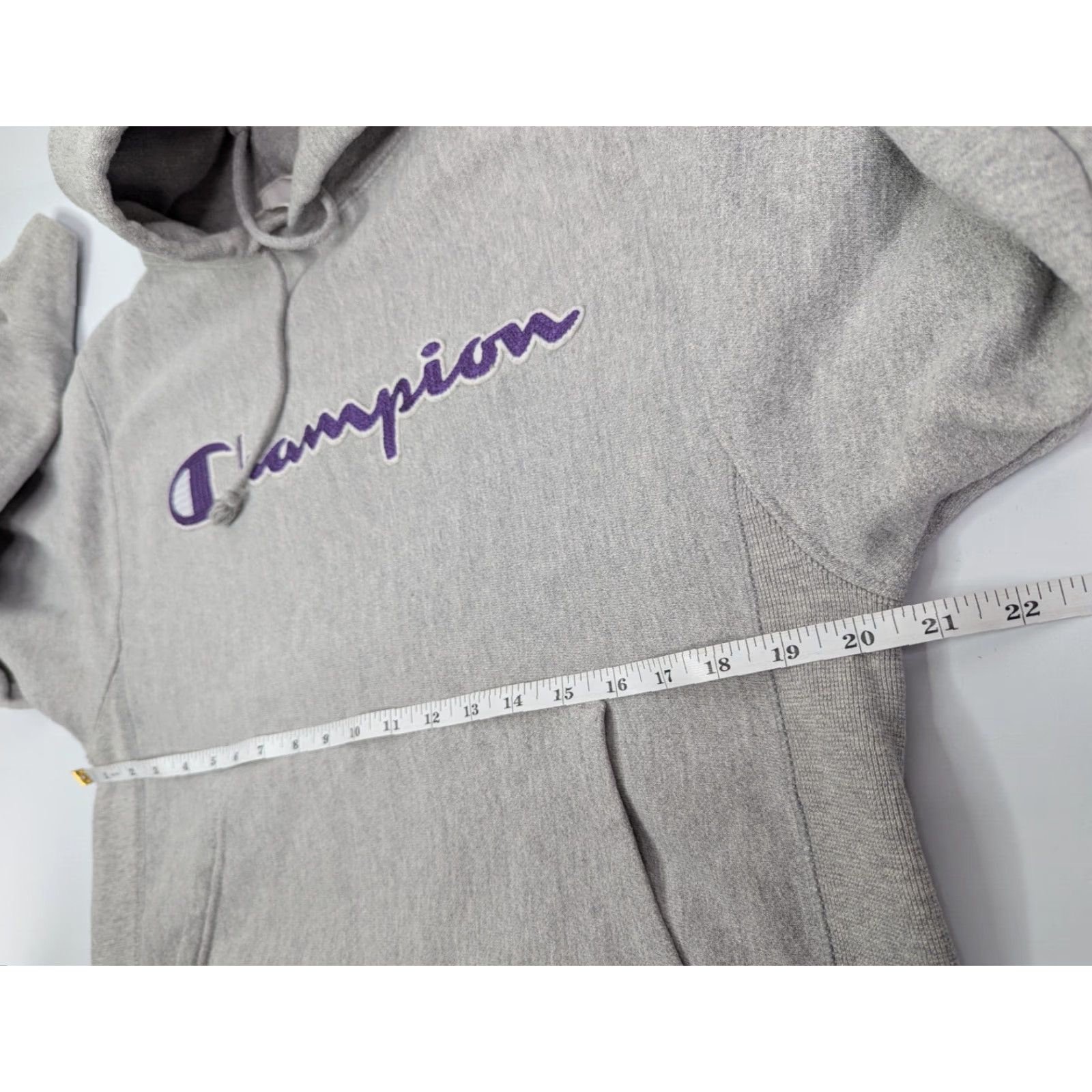 Champion VINTAGE Champion Hoodie Gray Logo Spell Out Size Medium Regular Men Pullover Reversible Long Sleeve Drawstring Fall Winter Spring Climate Active Size US M / EU 48-50 / 2 - 6 Thumbnail