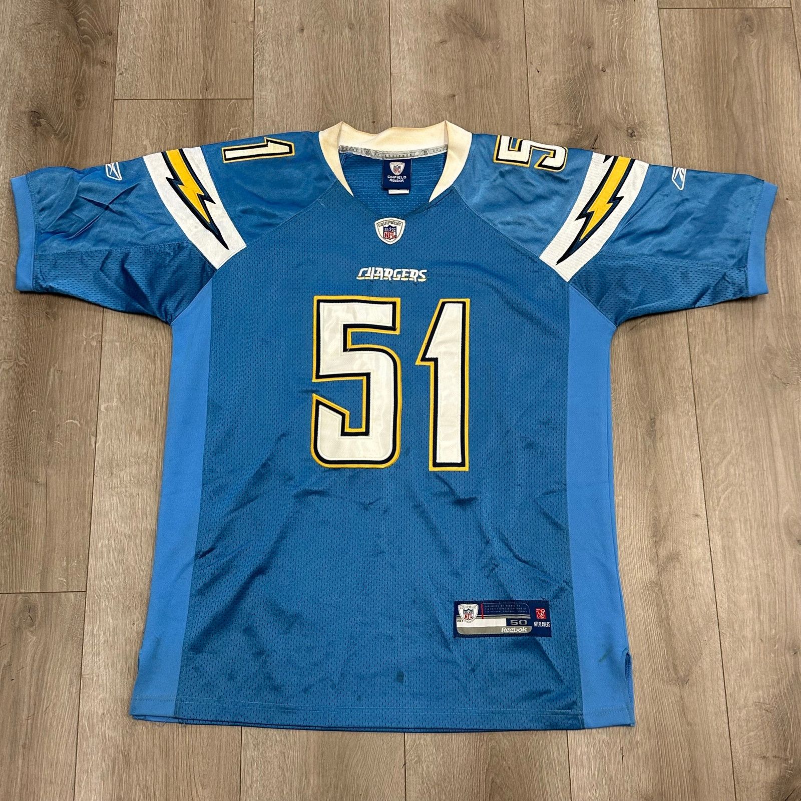 Reebok Vintage Reebok NFL San Diego Chargers Spikes 51 Blue Jersey Size US XL / EU 56 / 4 - 1 Thumbnail