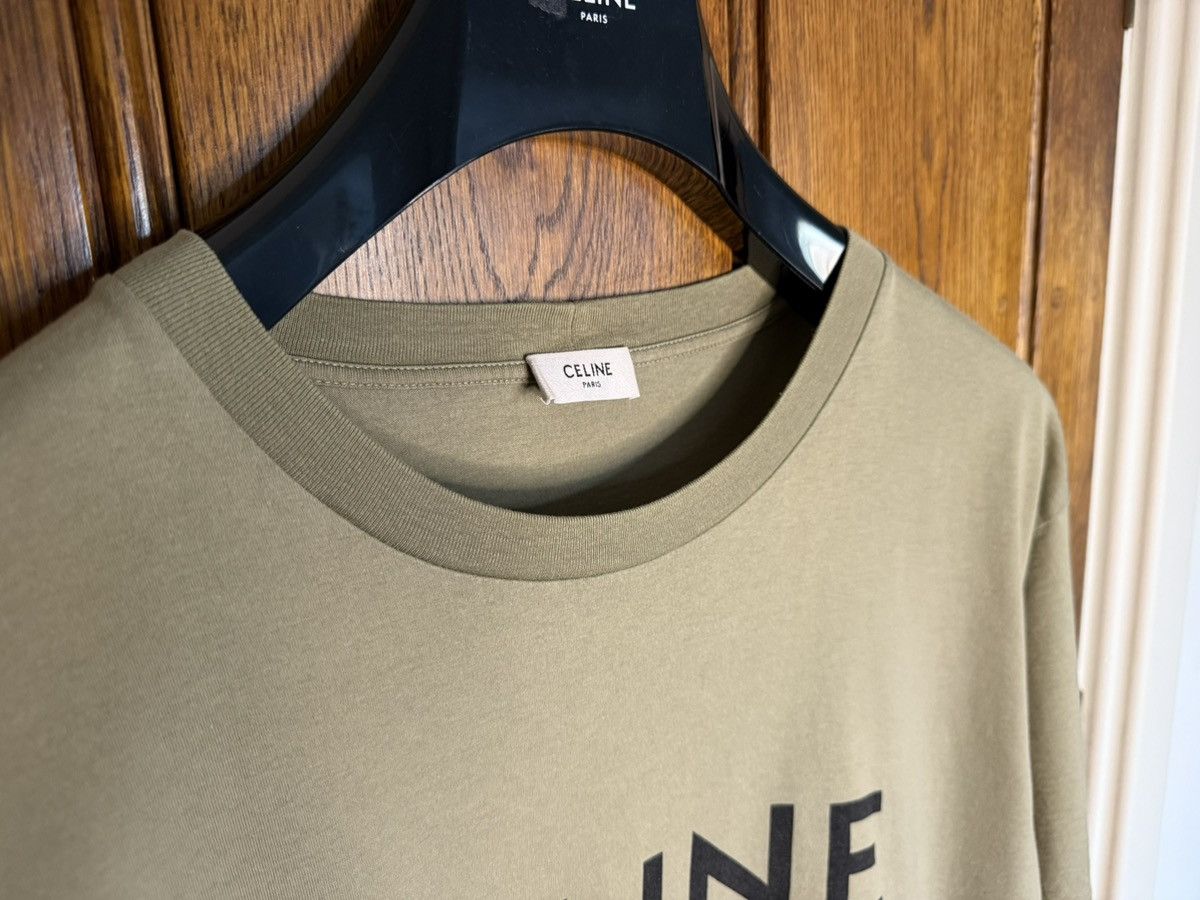 Celine Celine logo t shirt Hedi Slimane khaki green M grail Size US M / EU 48-50 / 2 - 11 Thumbnail