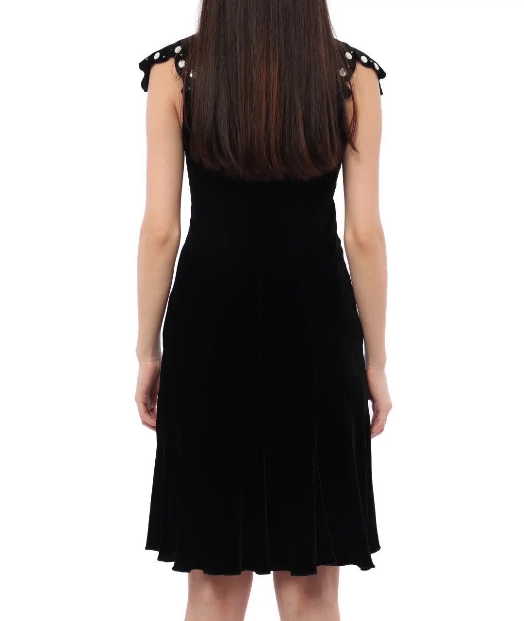 Armani Luxury Emporio Armani Elite Black Velvet Dress Crystal Size S / US 4 / IT 40 - 6 Thumbnail