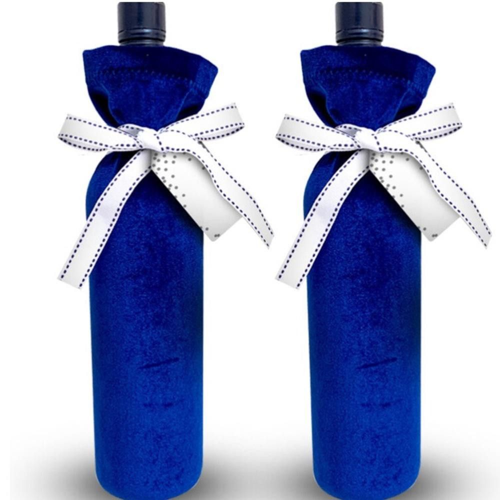 Designer NWT Blue Velvet Fabric Bottle Gift Wrappers Size ONE SIZE - 1 Thumbnail