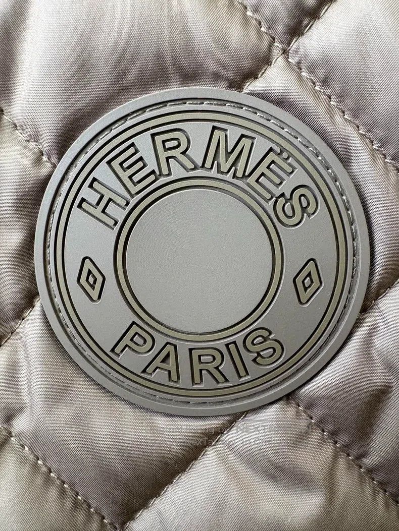 Hermes Hermes Elephant Grey and Orange Diamond Quilted Padded Ves Size XS / US 0-2 / IT 36-38 - 4 Thumbnail