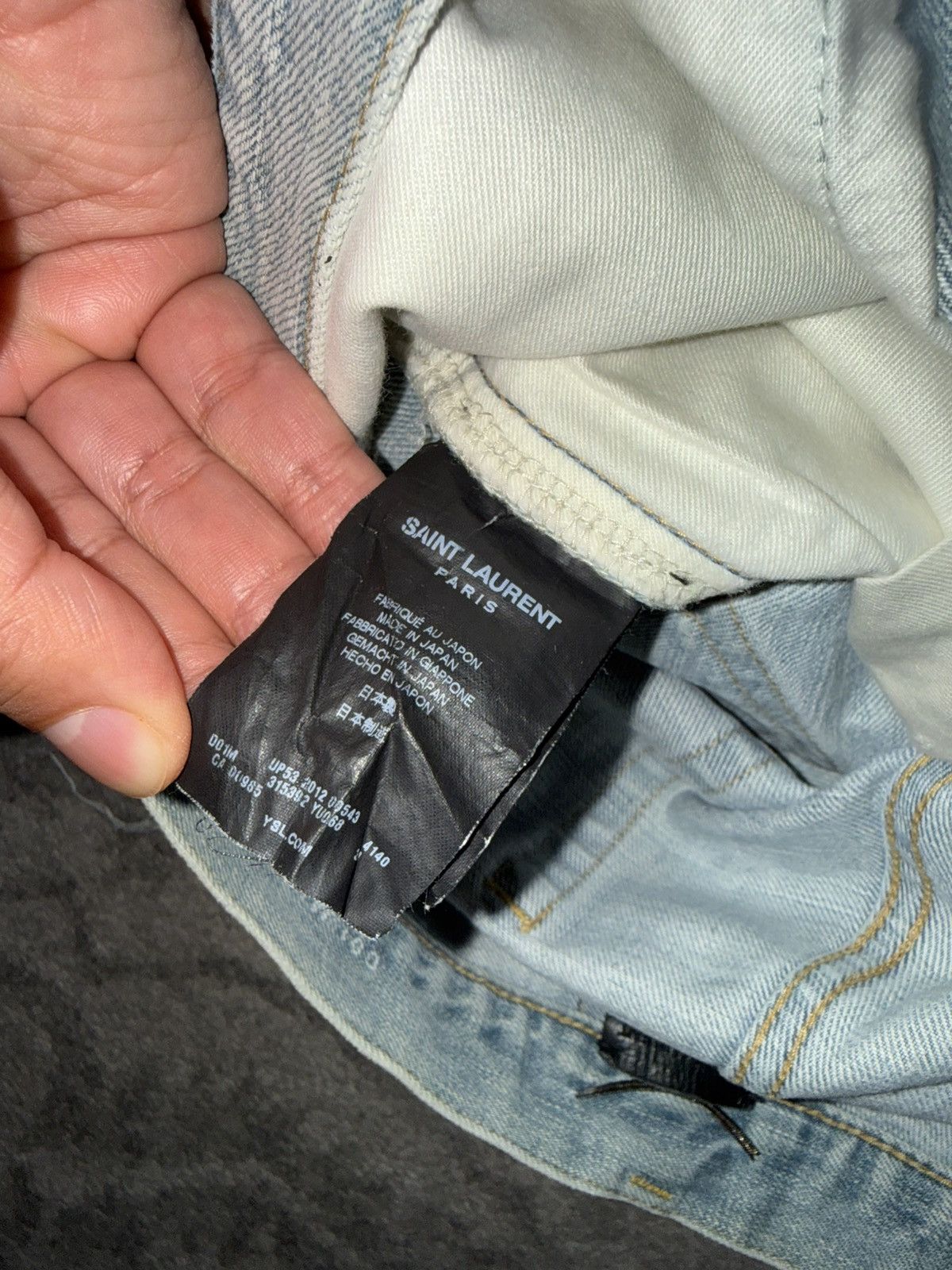 Saint Laurent Paris SLP FW14 Hedi D01 Crash Denim Size US 34 / EU 50 - 4 Thumbnail