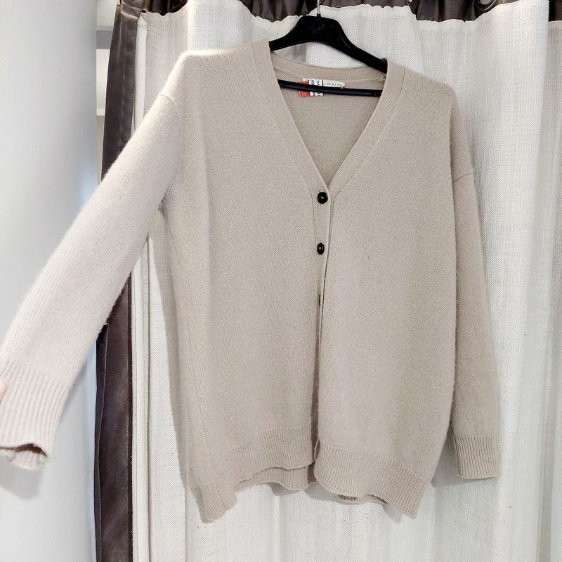 Zara 100% cashmere sweater cardigan beige thick weave luxury Size S / US 4 / IT 40 - 4 Thumbnail