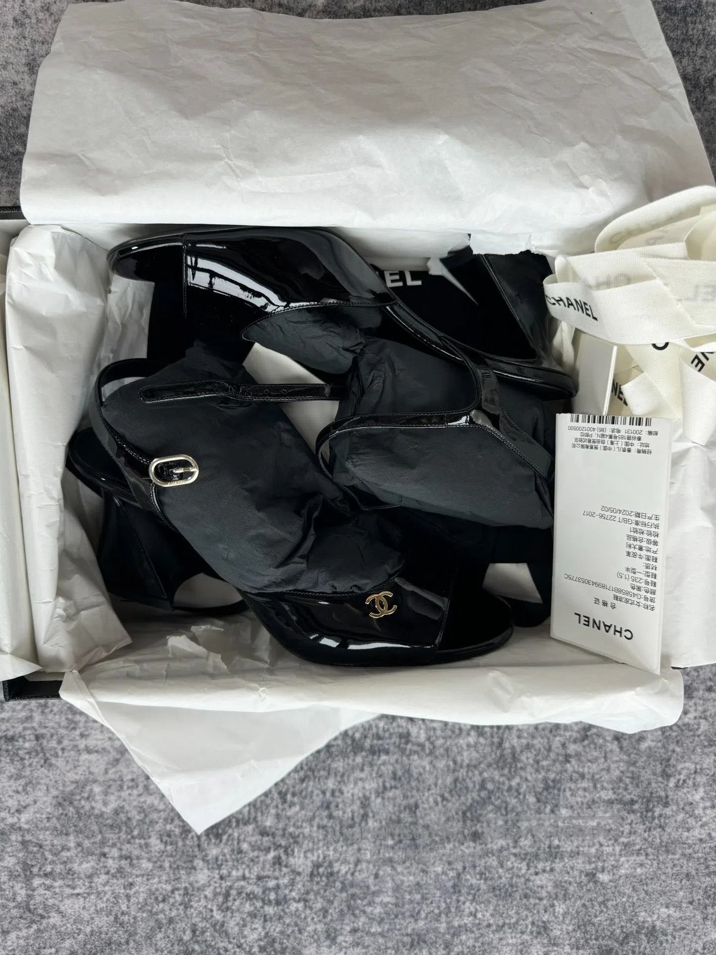 Chanel Chanel Black Patent Leather Peep-Toe High Heels| Size US 6.5 / IT 36.5 - 8 Thumbnail