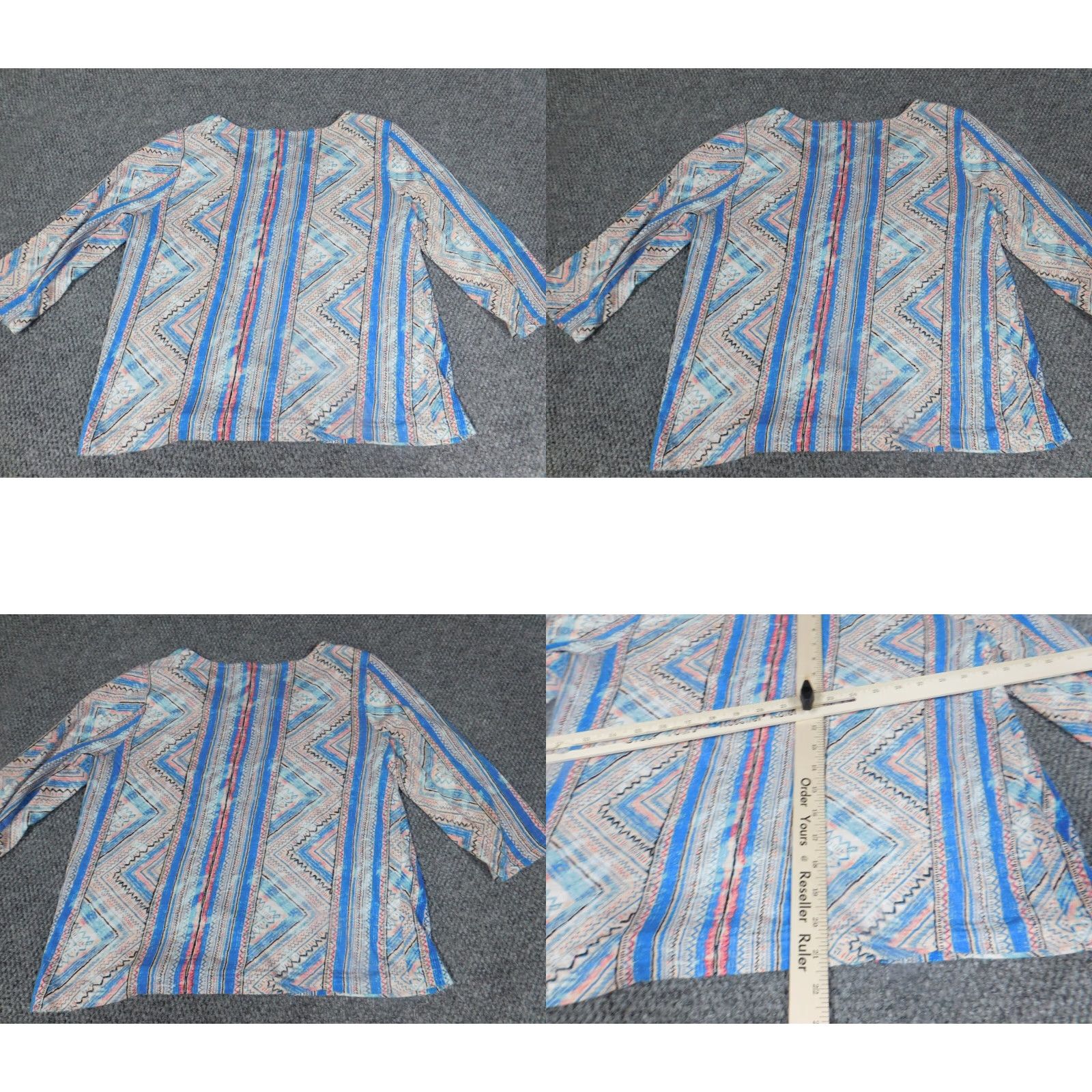 Vintage Thomas & Olivia Womens Blouse L Blue Stretch Pullover Casual 3/4 Sleeve Cap Sleeve Button Polyester Classic, Regular Fit Size L / US 10 / IT 46 - 8 Thumbnail