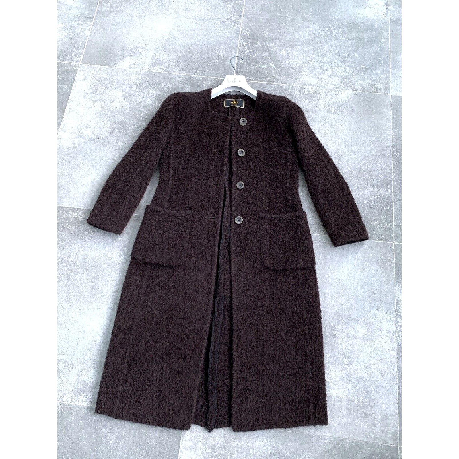 Women's FENDI ALPACA WOOL Trench Coat Jacket UK 12 EU 40 M