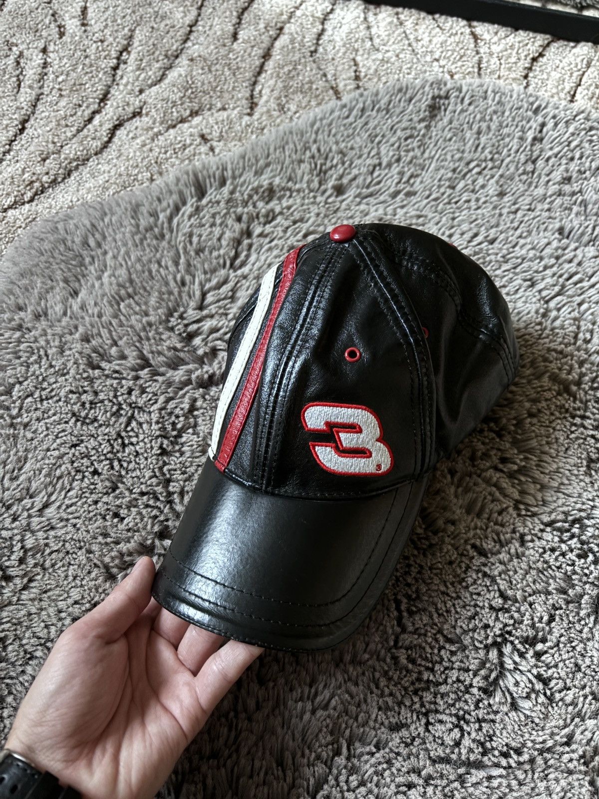 NASCAR × Vintage NASCAR Dale Earnhardt Leather Racing Cap Size ONE SIZE - 2 Thumbnail