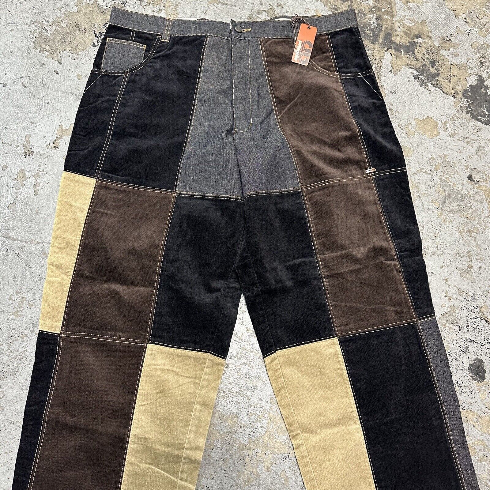JNCO × Pelle Pelle × Southpole NWT Vintage Pelle Pelle Baggy Patchwork Pants 44x34 NEW Size US 44 / EU 60 - 2 Thumbnail