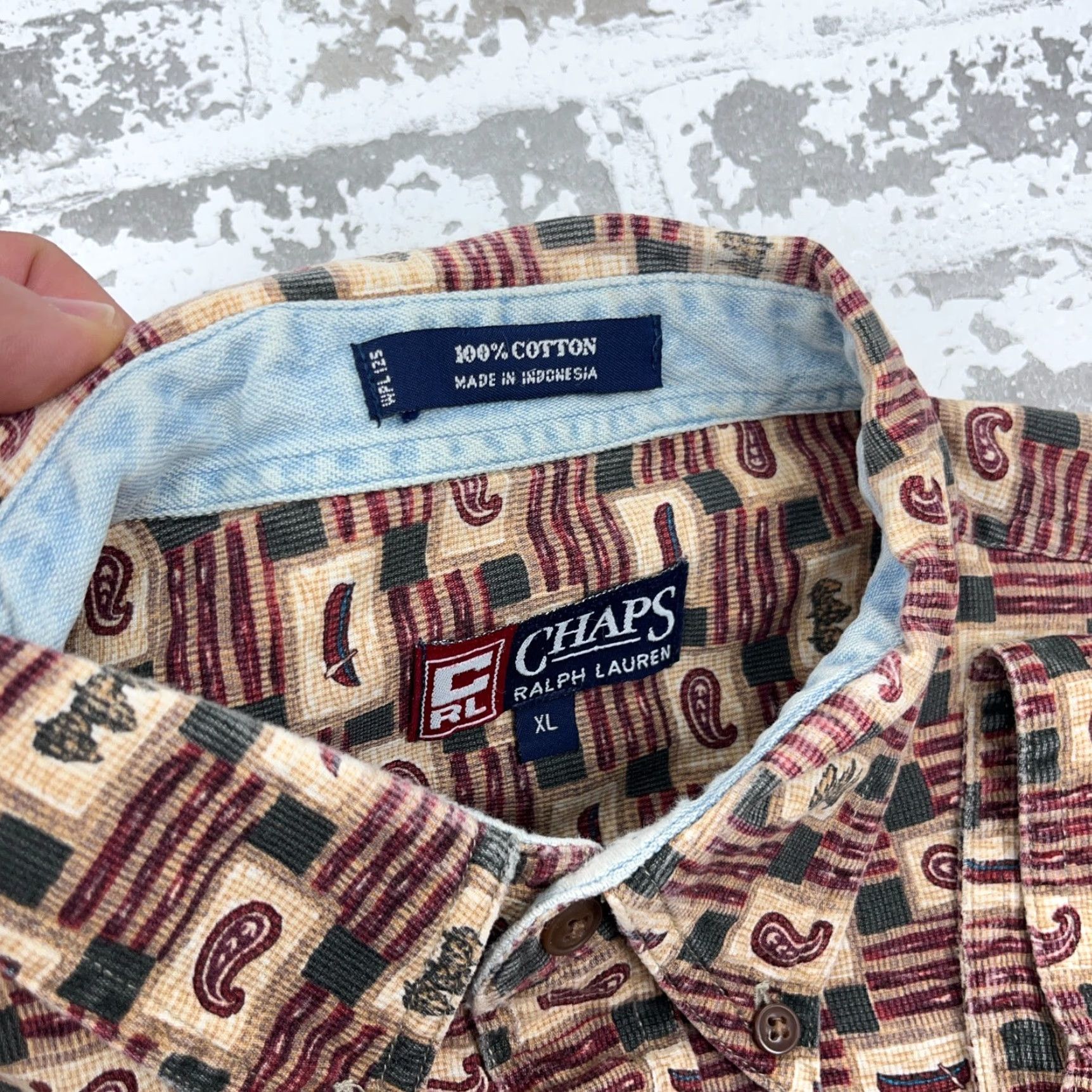 Chaps VINTAGE Chaps Shirt Men XL Button-Up Collared Cotton Red Geometric Western Cowboy Modern Preppy 90s Y2K Mens Size US XL / EU 56 / 4 - 5 Thumbnail