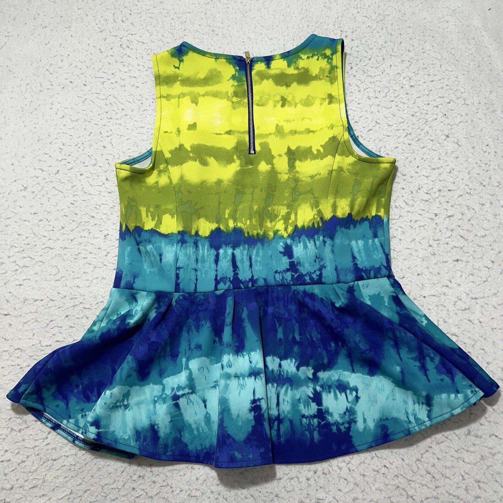 Worthington Worthington Medium Green Blue Tie Dye Peplum Blouse Size M / US 6-8 / IT 42-44 - 9 Thumbnail