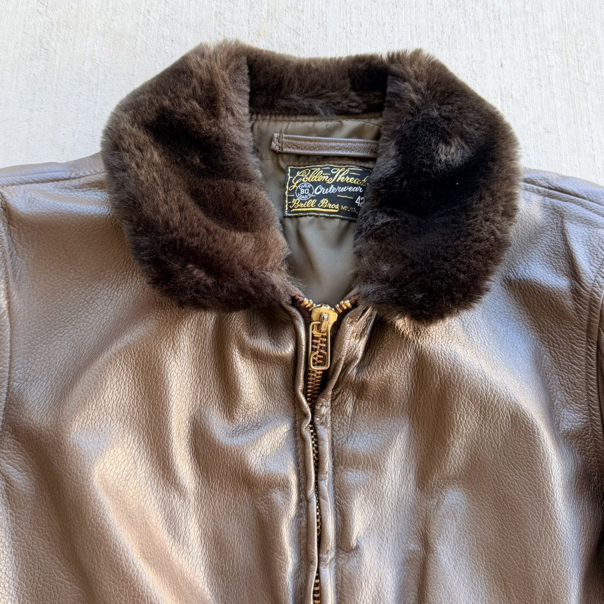 Vintage Vintage Brill Bros Leather Flight Jacket Brown Size 42 USA Size US L / EU 52-54 / 3 - 2 Thumbnail