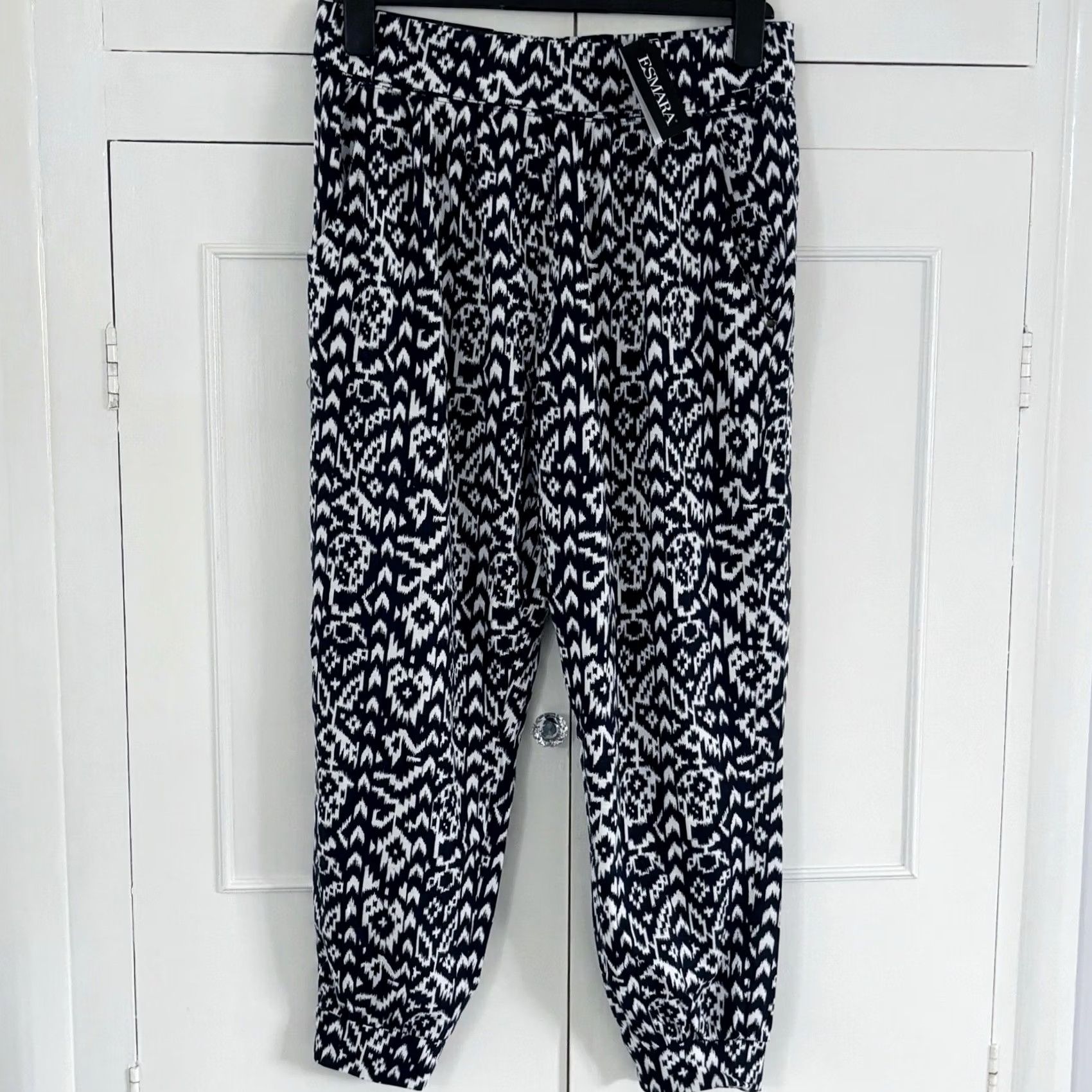 HARE ESMARA Pants Womens Small UK 10/12 Harem Trousers Size Navy White New With Tags BNWT Size 32" / US 10 / IT 46 - 2 Thumbnail