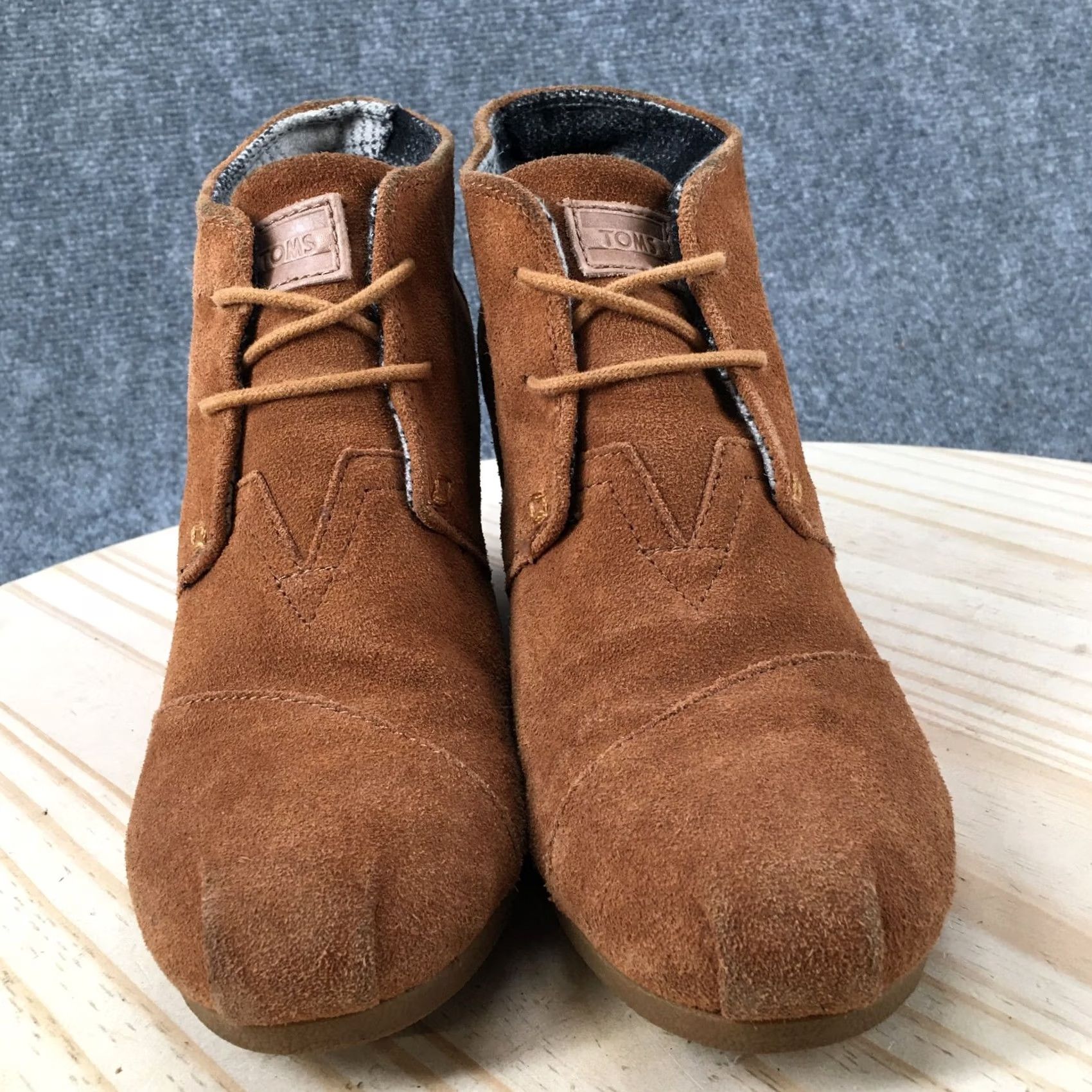 Toms TOMS Boots Womens 7.5 Desert Wedge Ankle Bootie Brown Suede Lace Up Casual Shoes Size US 8 / IT 38 - 6 Thumbnail