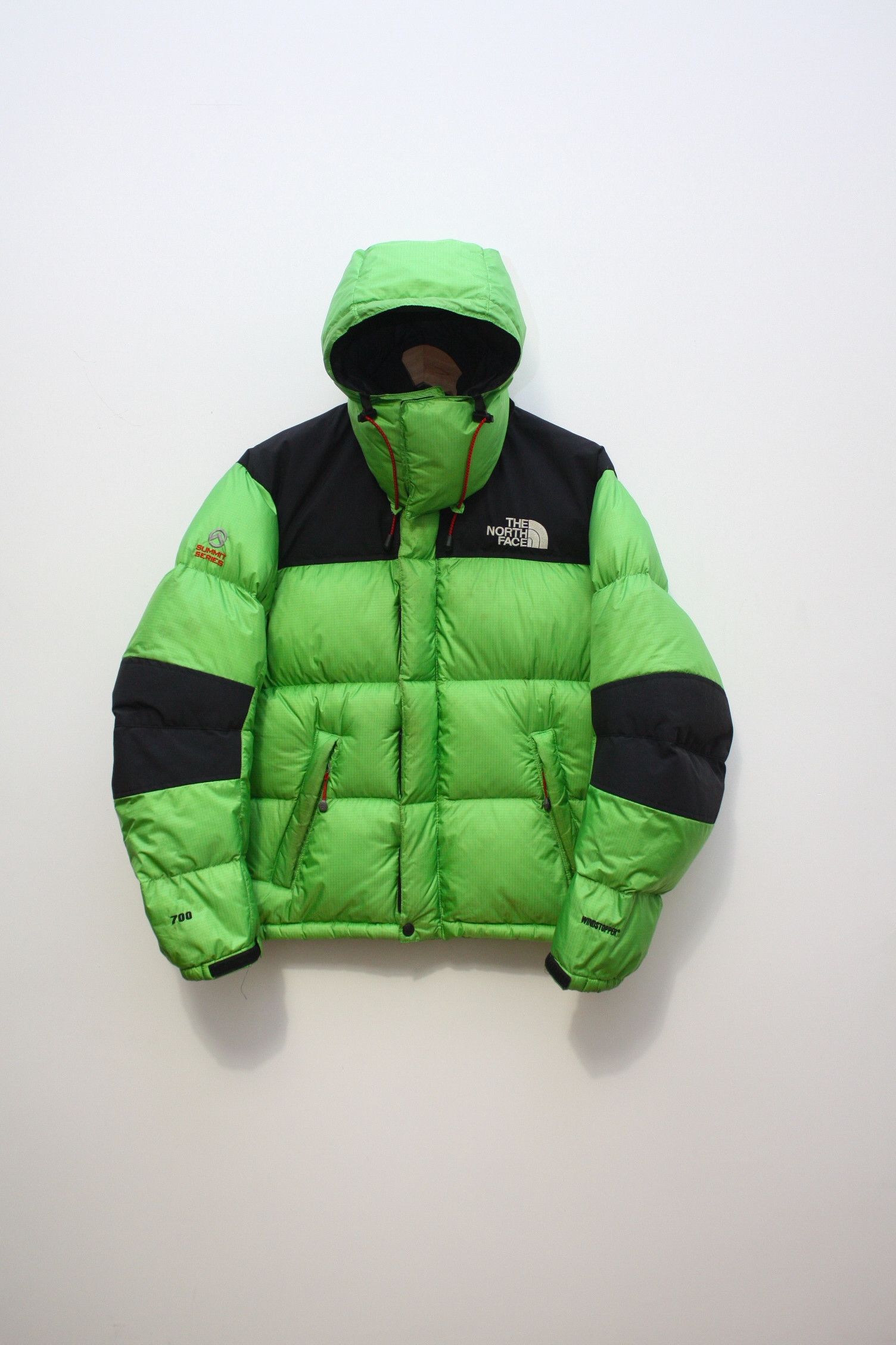 Image of The North Face Baltoro Pertex Green Puffer Down Jacket in Green/Black, Men's (Size Small)