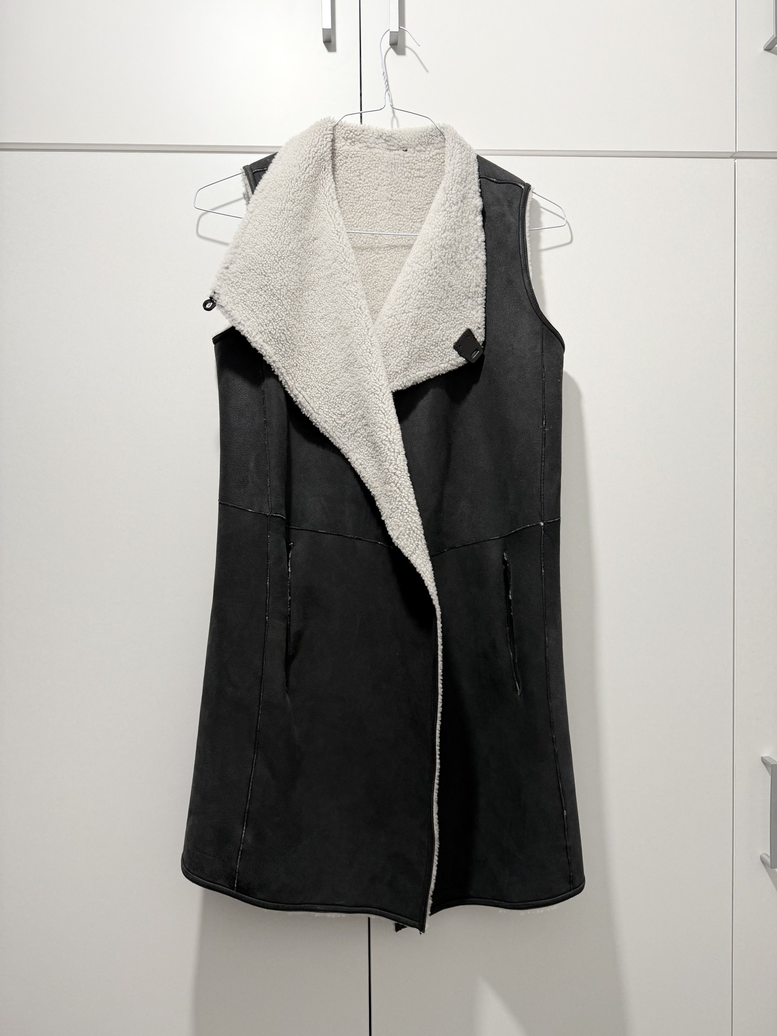 Genuine Leather Real Sheepskin Outervest Shearling Long Jacket Sleveless S-M Size S / US 4 / IT 40 - 6 Thumbnail