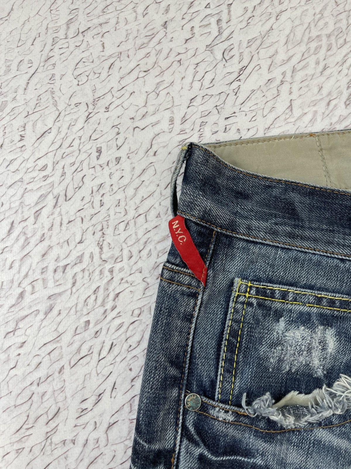 Schott Schott NYC vintage buckle back faded distressed denim jeans Size US 30 / EU 46 - 9 Thumbnail