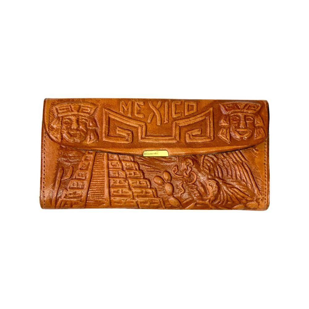 Handmade Handcrafted Mexican Leather Wallet with Intricate Designs Size ONE SIZE - 1 Thumbnail