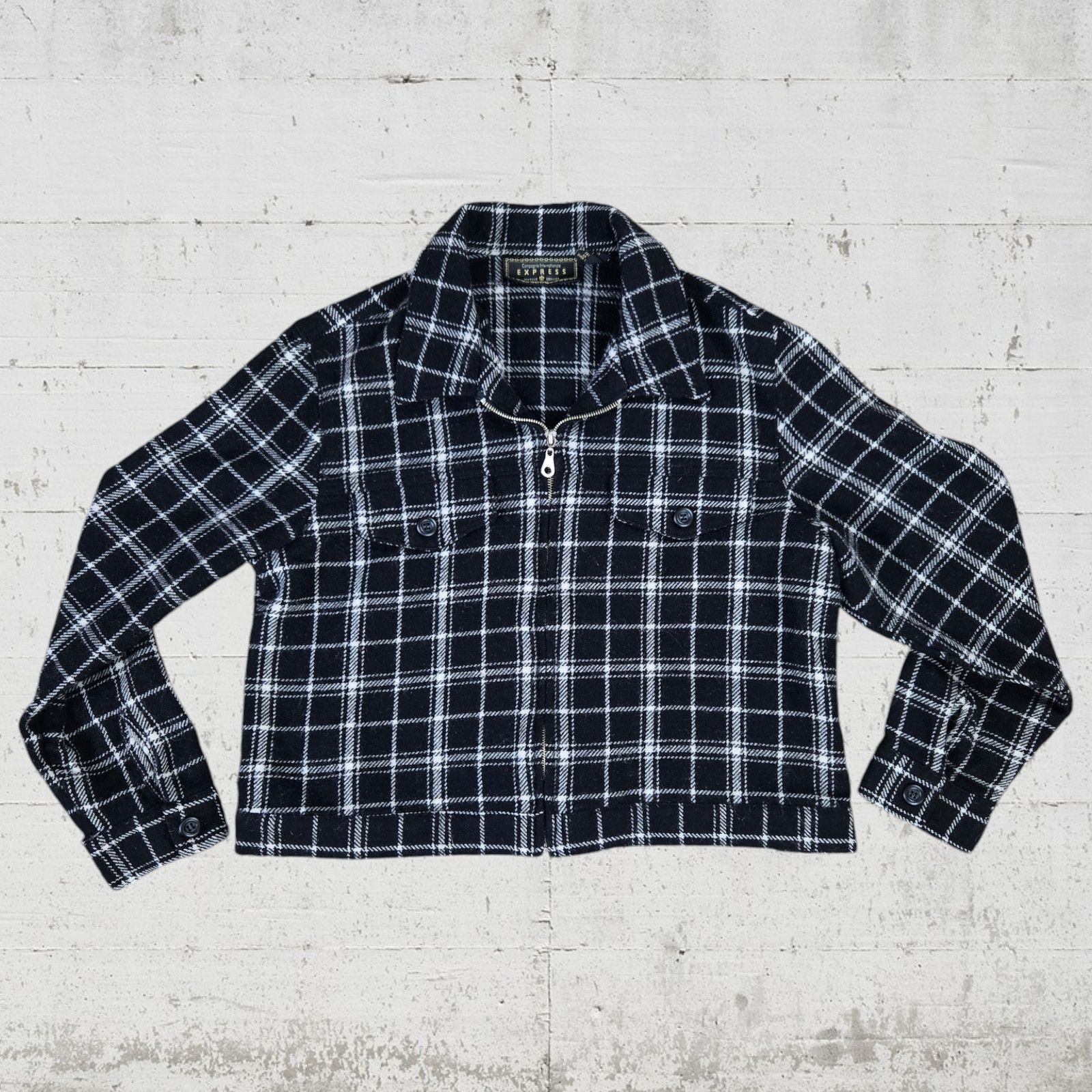 Vintage Vintage Plaid Wool Blend Cropped Zip Jacket Size Large Size L / US 10 / IT 46 - 2 Thumbnail