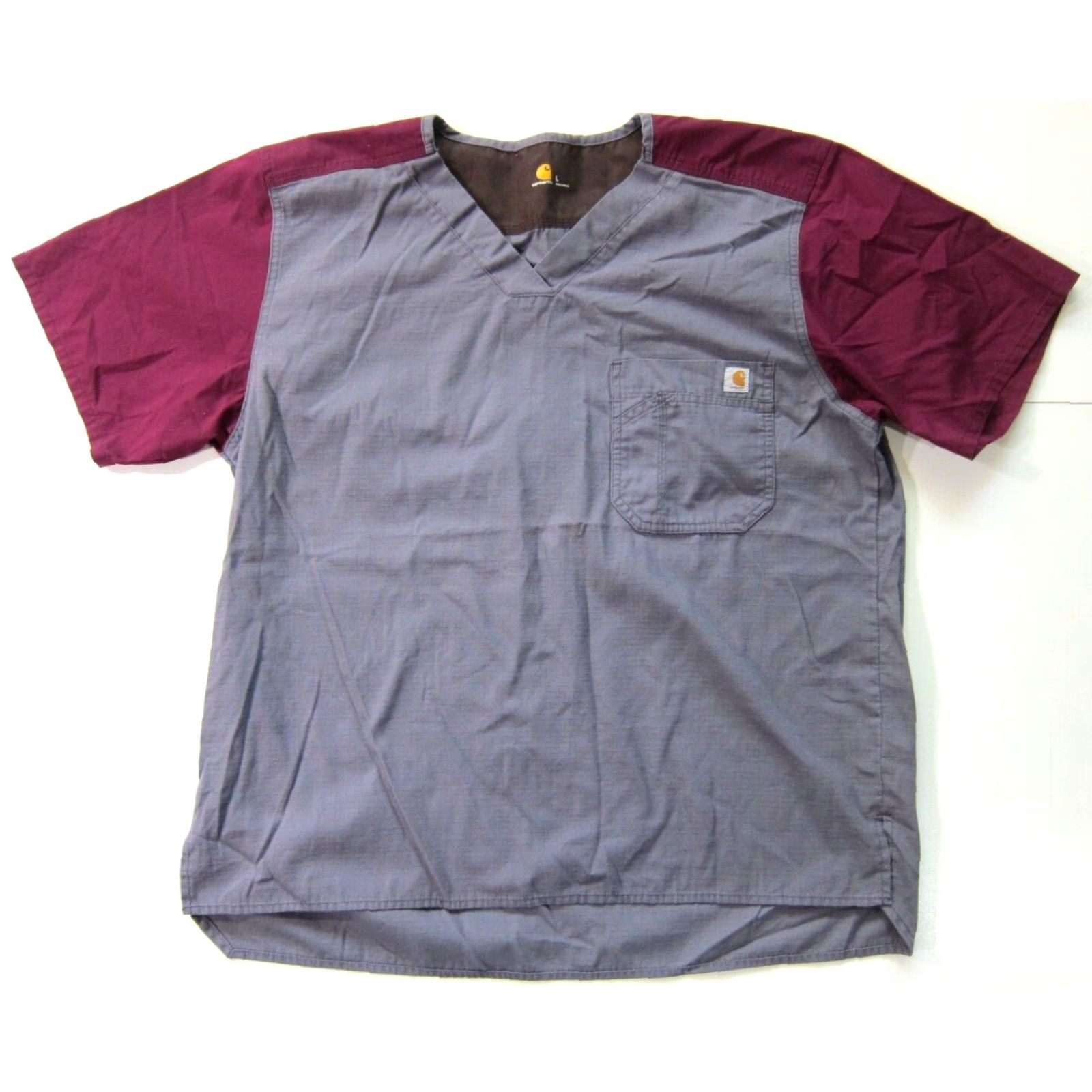 Carhartt Carhartt Shirt Men L Gray V-Neck Pocket Short Sleeve Nursing Work Shirt Size US L / EU 52-54 / 3 - 2 Thumbnail