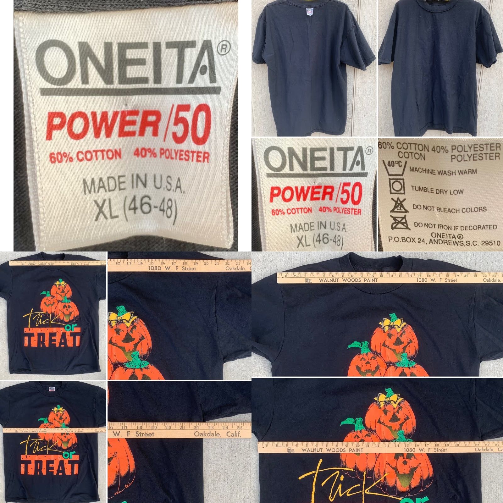 Vintage VINTAGE Trick or Treat T Shirt Halloween Jack O’lantern single stitch XL Men T-Shirt Black Halloween 90s or event theme? Size US XL / EU 56 / 4 - 8 Thumbnail