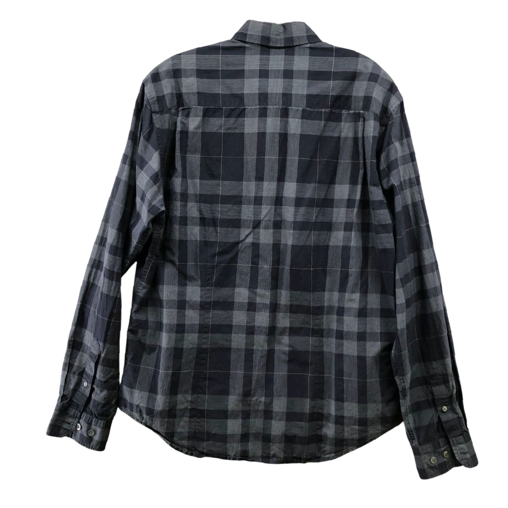 Theory Theory Kyson Long Sleeve Shirt Mens L Navy Blue Plaid Cotton Button-Up Shirt Casual Workwear Men Large Blue Plaid 90s-style Size US L / EU 52-54 / 3 - 2 Thumbnail