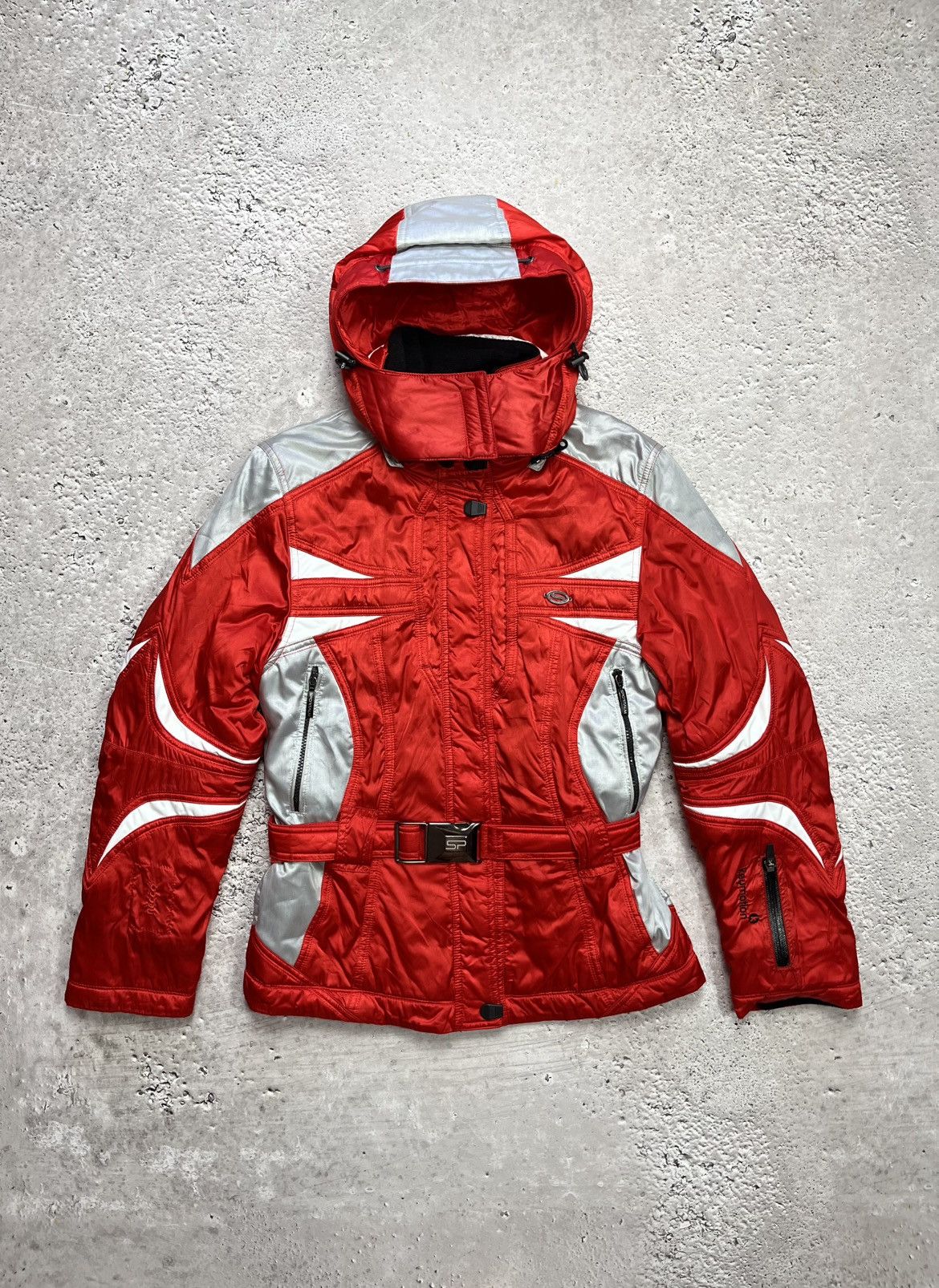Sportalm Kitzbuhel Vintage Sportalm Red Silver Ski Jacket Belted Hooded Size 40 Size M / US 6-8 / IT 42-44 - 1 Thumbnail