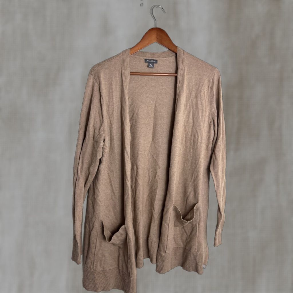 Eddie Bauer Eddie Bauer Cardigan Women L Beige Cotton Nylon Layering Sweater Mens? (No) Size L / US 10 / IT 46 - 1 Thumbnail