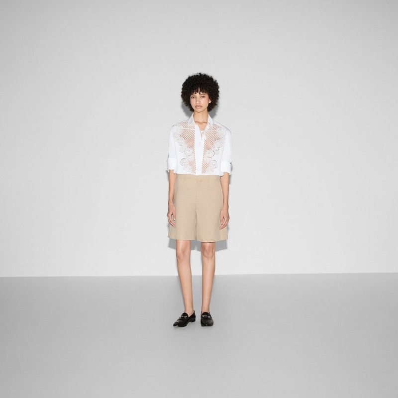 Gucci o1la5ras0526 Light Cotton Gabardine Shorts in Beige Size 27" / US 4 / IT 40 - 2 Thumbnail