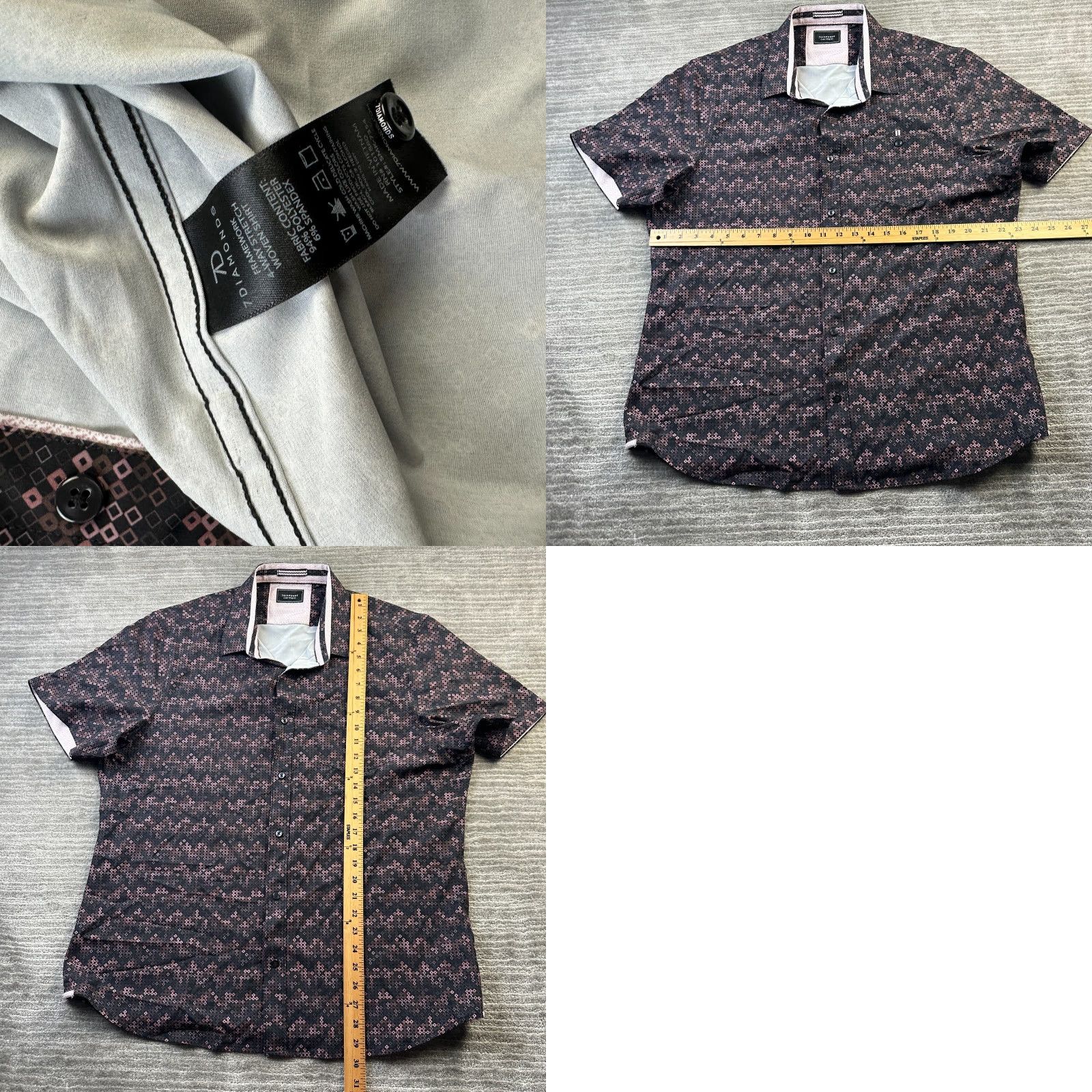 Vintage 7 Diamonds Shirt Mens Extra Large 4 Way Stretch Button Up Geometric Size US XL / EU 56 / 4 - 8 Thumbnail