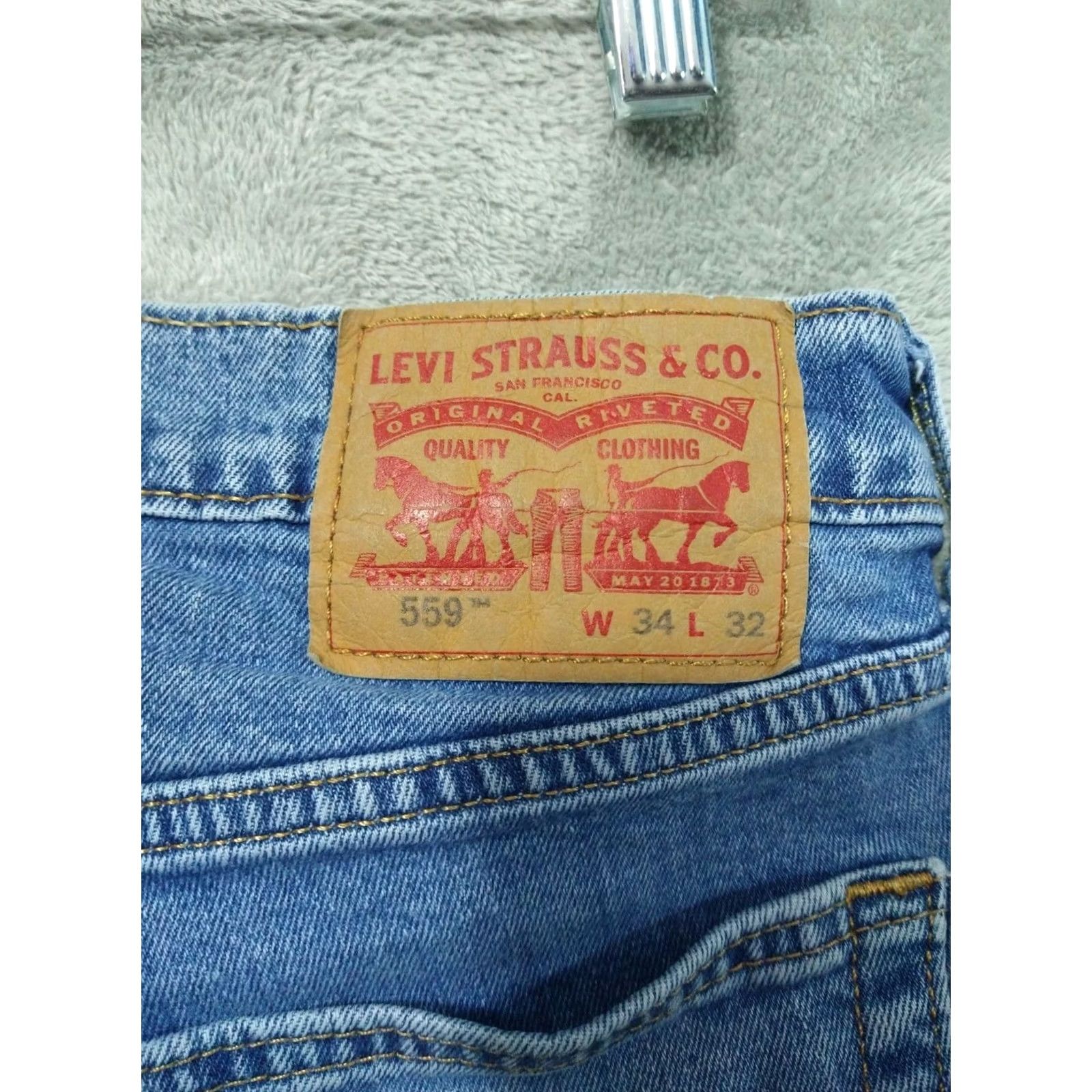 Levi's Levis 559 Jeans Mens 34x32 Blue Denim Relaxed Straight Leg Medium Wash Jeans Size US 34 / EU 50 - 7 Thumbnail