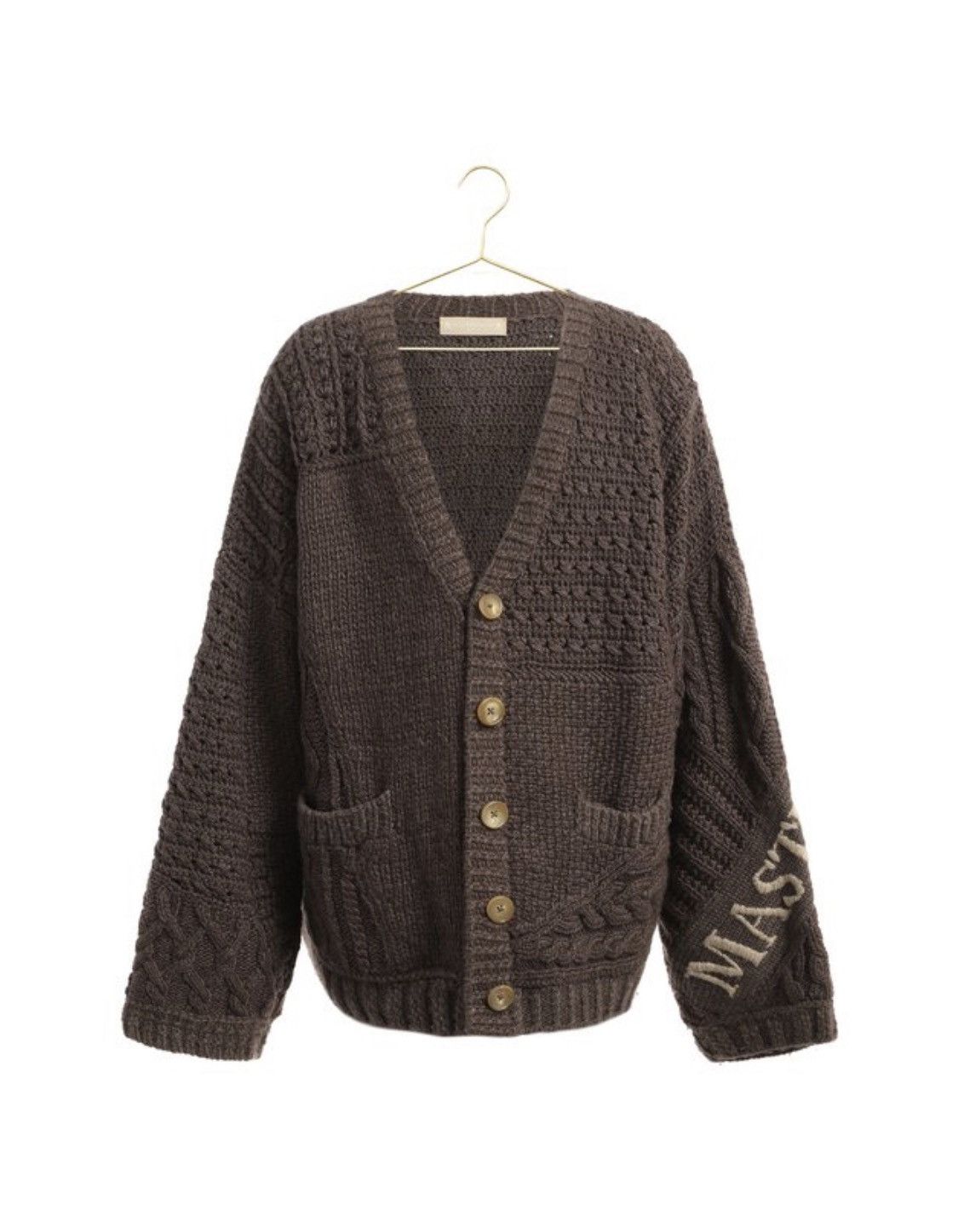 image of Mastermind Japan New! Mastermind Cashmere Cozy Print Pocket Button Cardigan in Brown (Size XL)