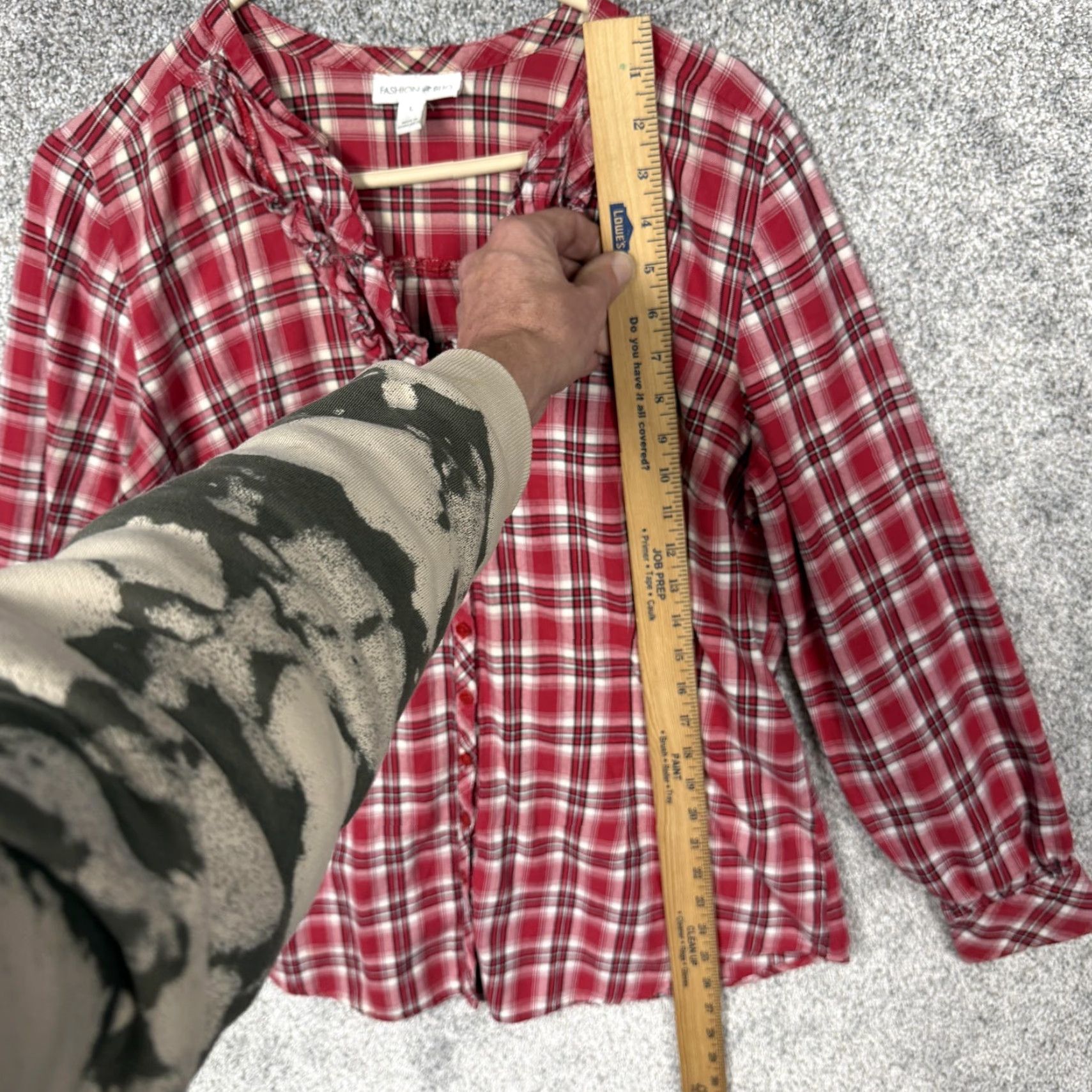Vintage VINTAGE Fashion Bug Blouse Womens L Red Plaid Ruffle V-Neck Boho Cabincore 90s Size L / US 10 / IT 46 - 2 Thumbnail