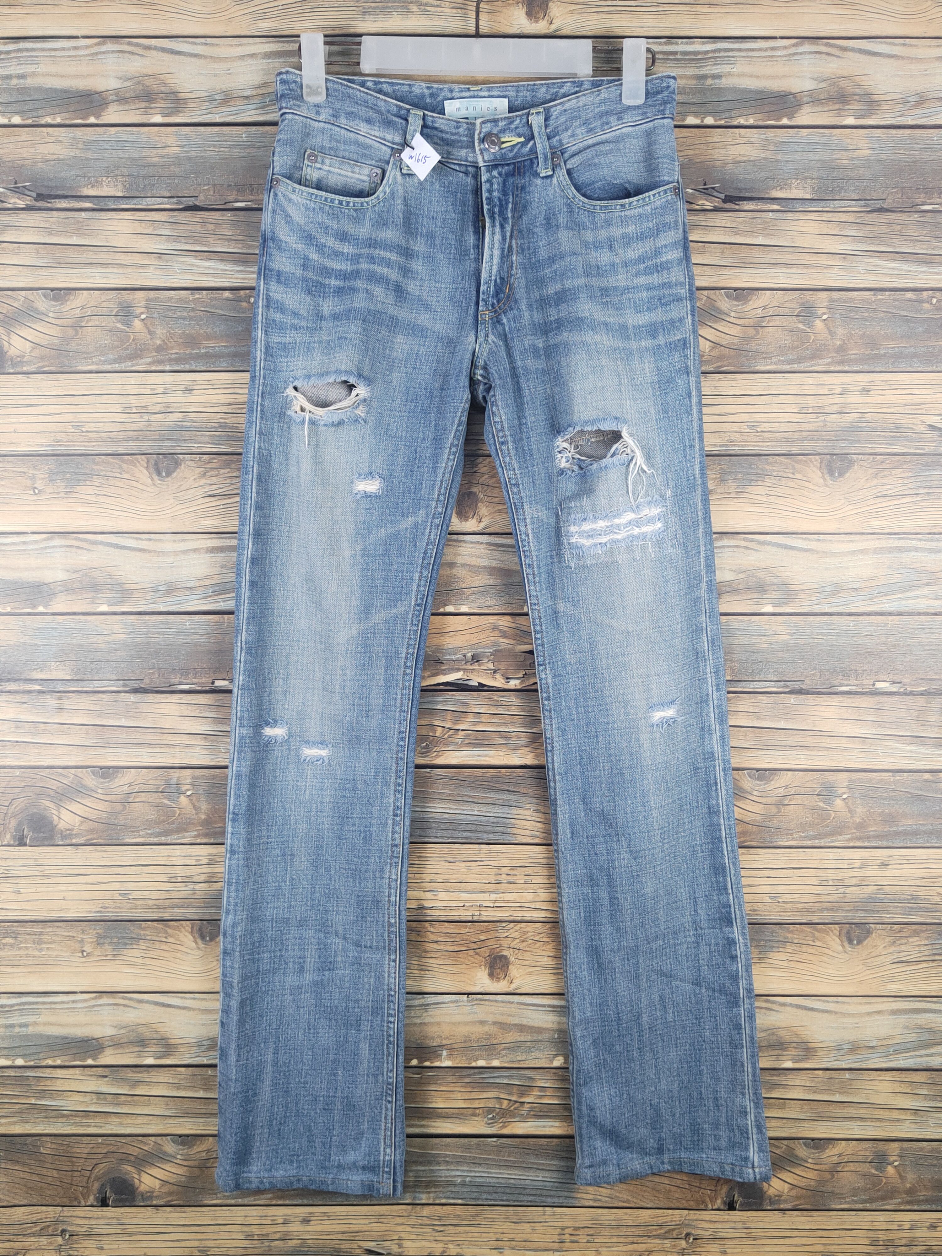 Japanese Brand D Manics made in japan Blue Distressed Ripped Jeans#W1615 Size US 27 - 1 Thumbnail