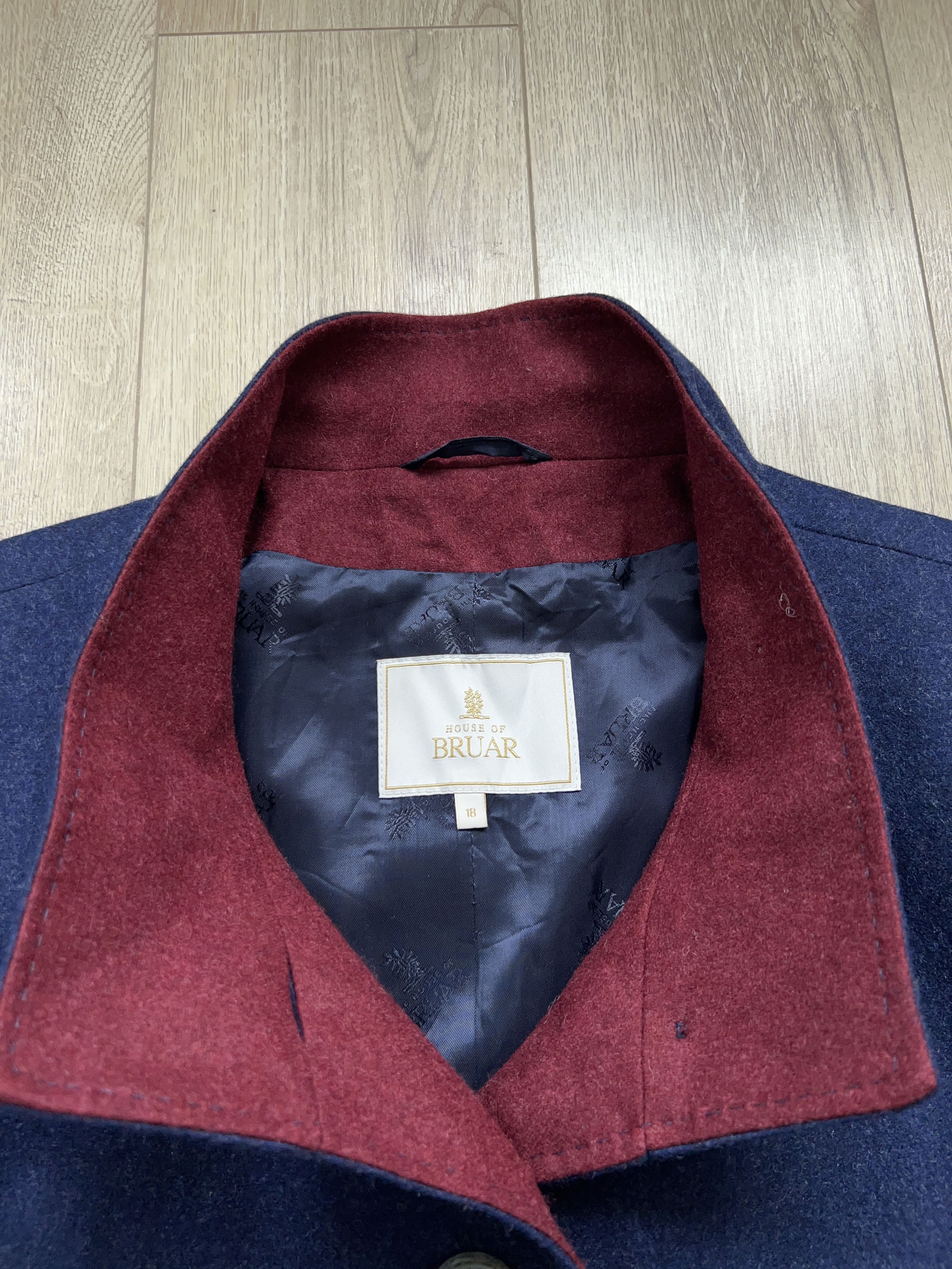 Vintage The House of Bruar Wool Coat Jacket Navy Blue Size US 16 Size XL / US 12-14 / IT 48-50 - 2 Thumbnail