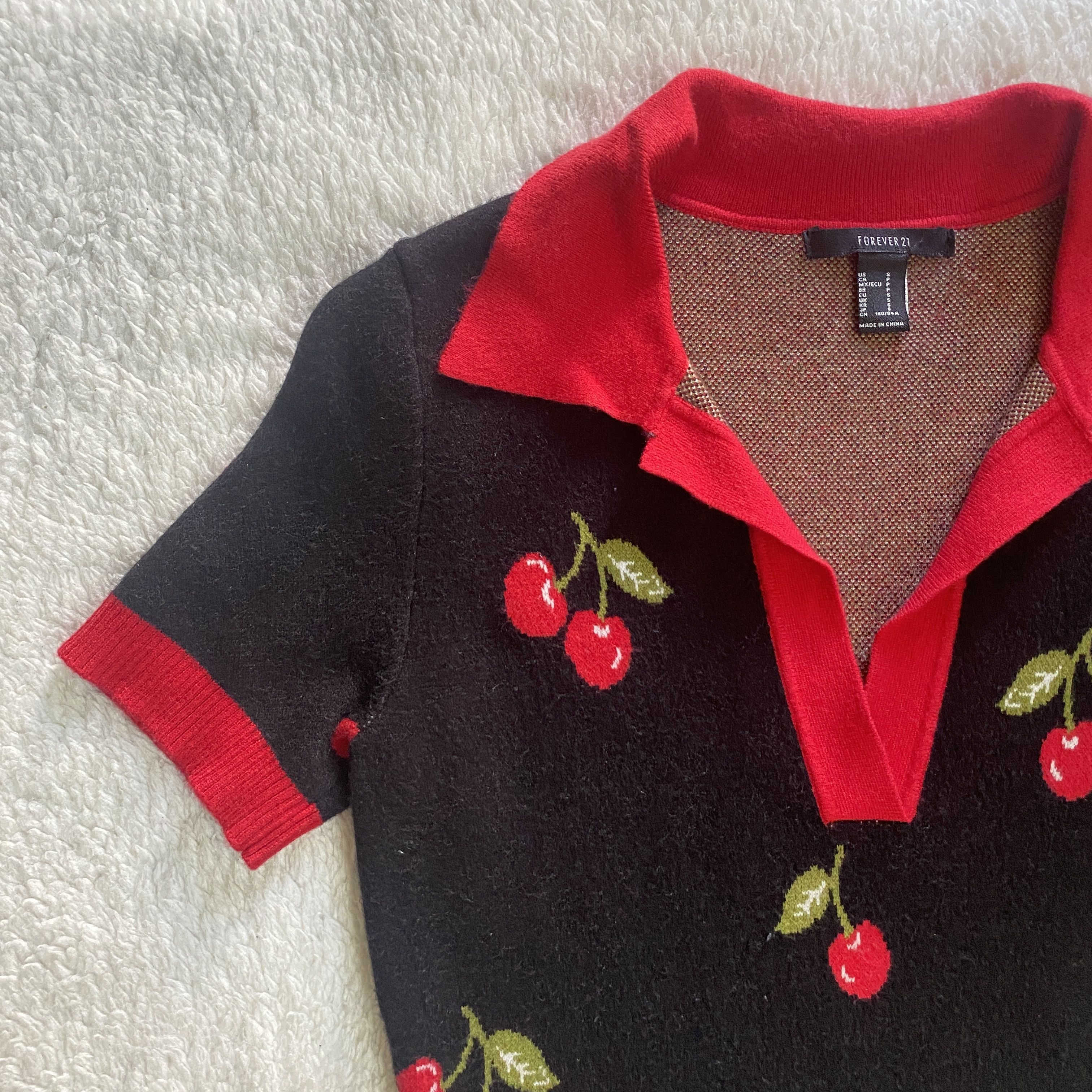Forever 21 Forever 21 Cherry Split-Neck Sweater Dress – Size Small Size S / US 4 / IT 40 - 12 Thumbnail