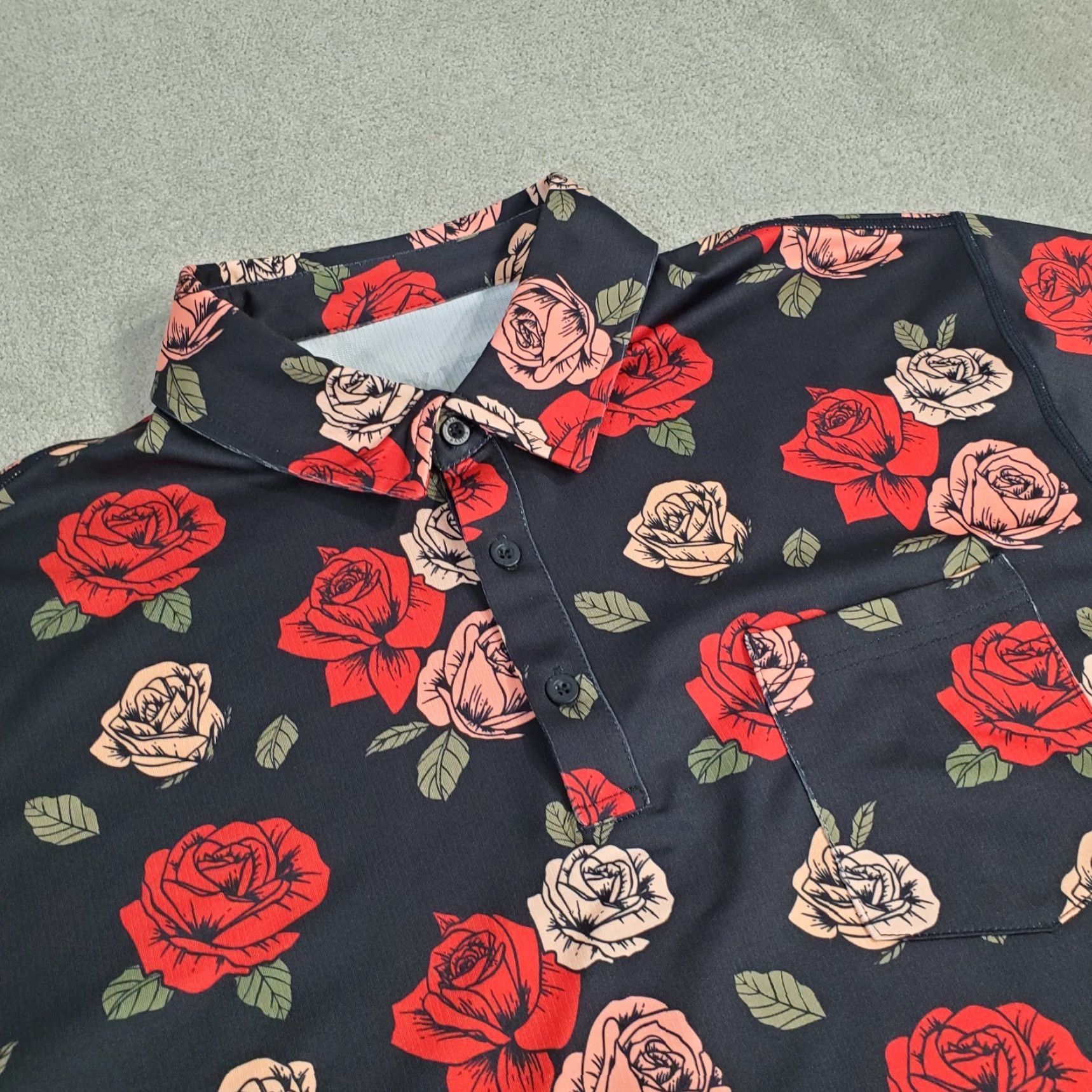 Vintage BYLT DCSS Executive Polo Shirt Mens M Black Floral Roses Performance Logo Shirt Size US M / EU 48-50 / 2 - 4 Thumbnail